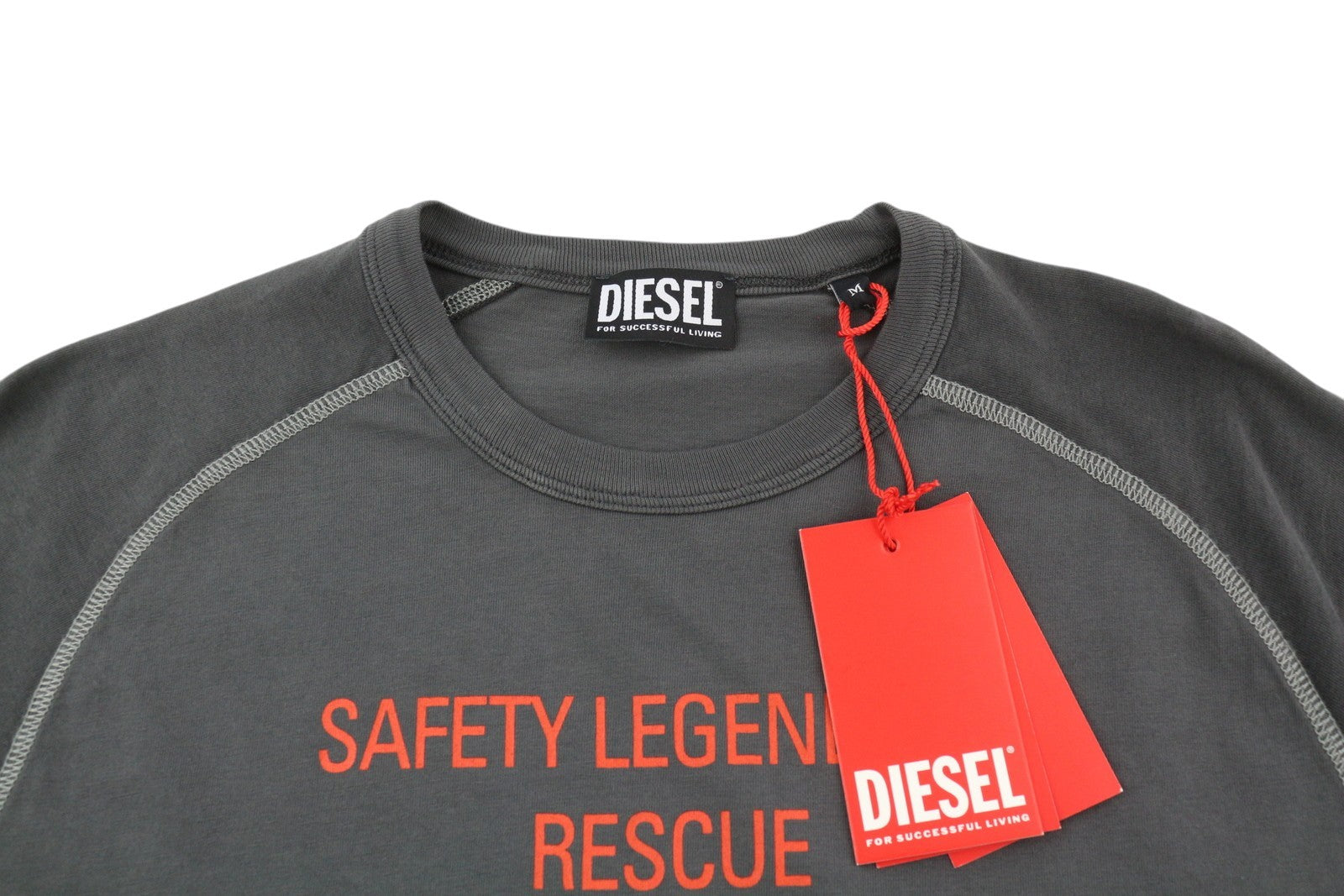 DIESEL T-Dieglan Men T-Shirt M Grey Crew Neck Short Sleeve Tricot Stretch