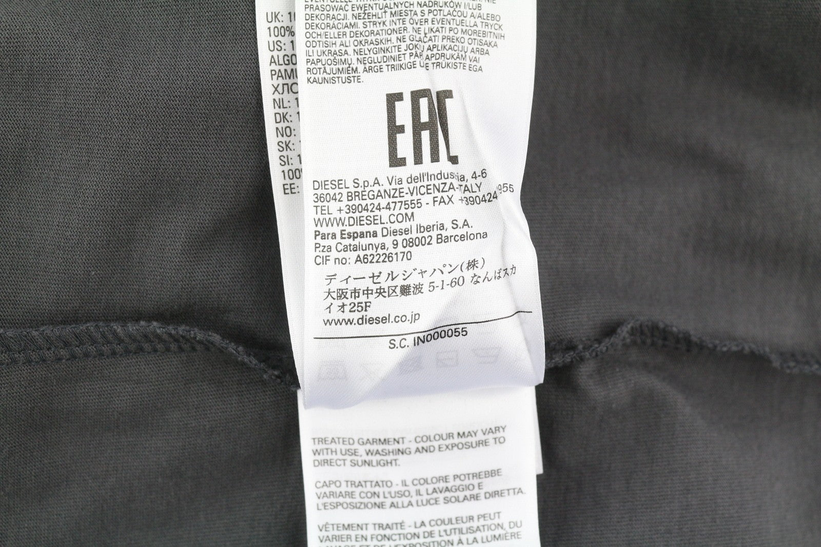 DIESEL T-Dieglan Men T-Shirt M Grey Crew Neck Short Sleeve Tricot Stretch