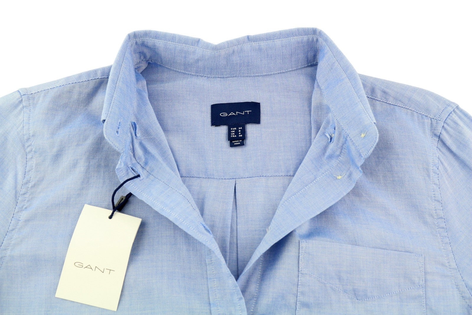 GANT Air Oxford Women Shirt EU34 Blue Button-Down Patch Pocket Casual