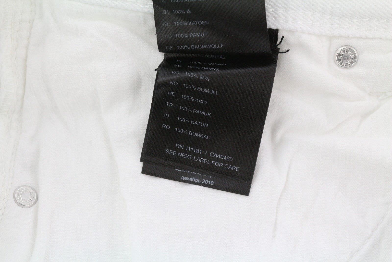 ANTONY MORATO Argon Men Jeans W30 White Slim Fit Ankle Button Fly Denim