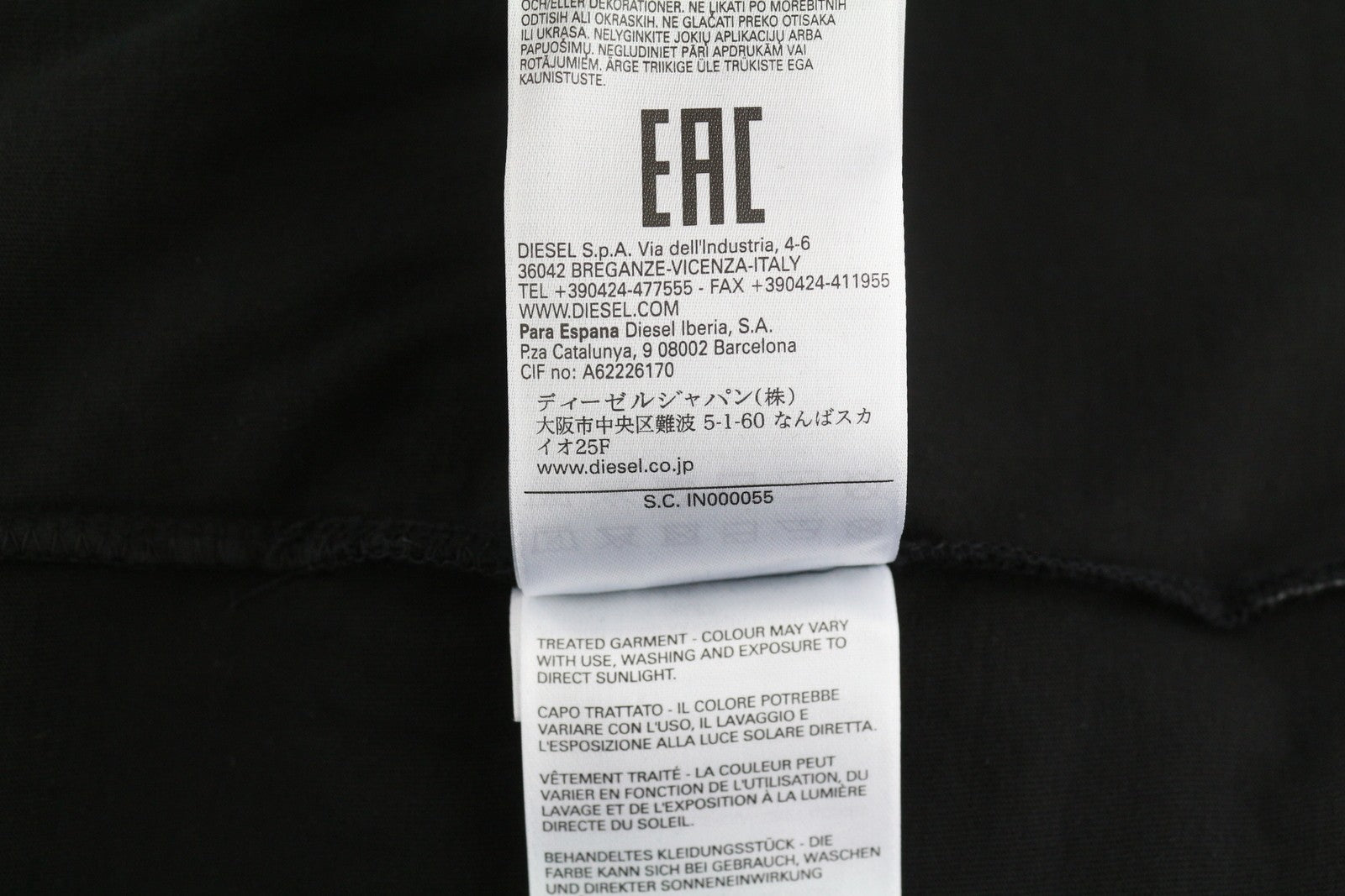 DIESEL T-Shula Men T-Shirt 2XL Black Long Sleeve Crew Neck Stretch Tricot