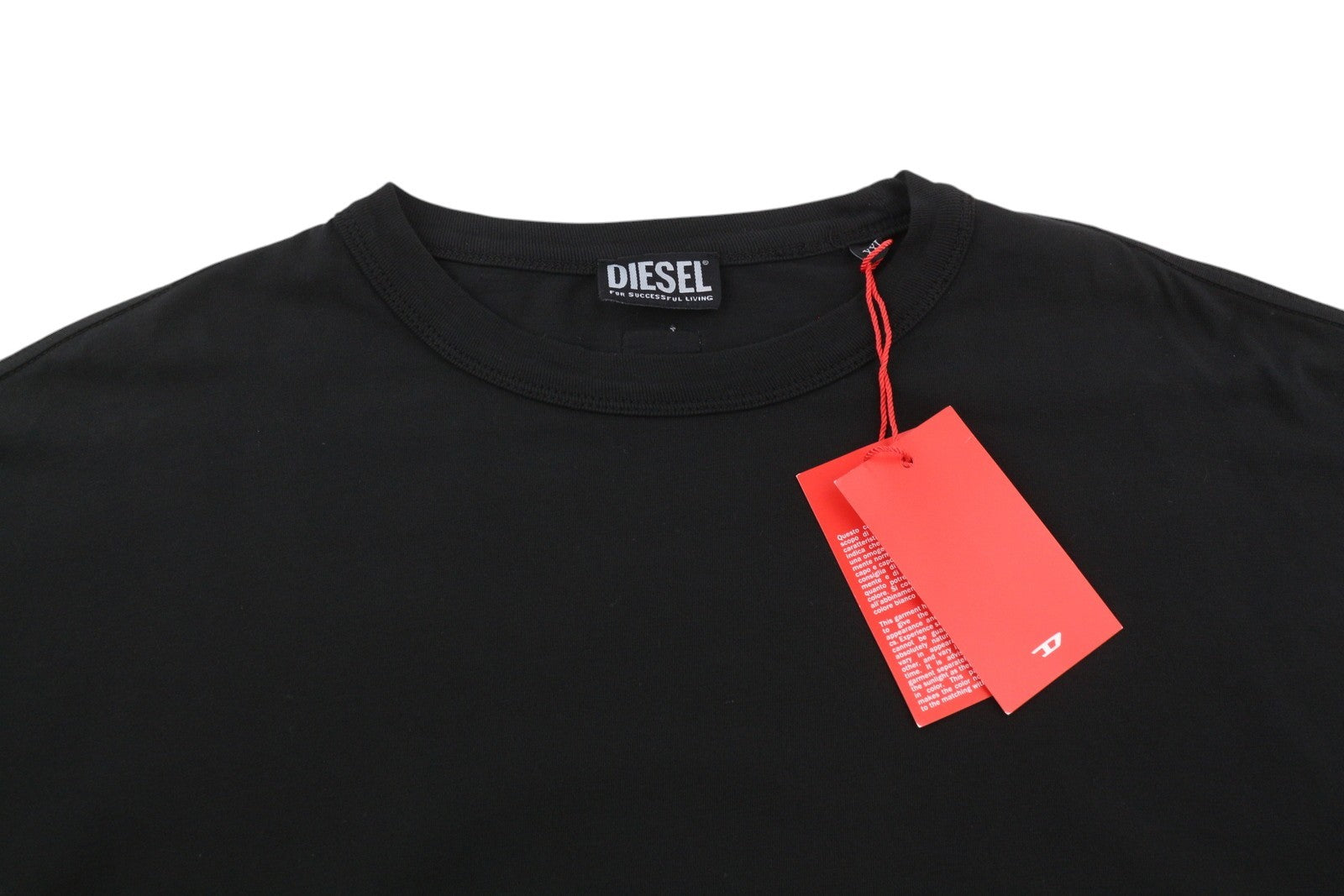 DIESEL T-Shula Men T-Shirt 2XL Black Long Sleeve Crew Neck Stretch Tricot