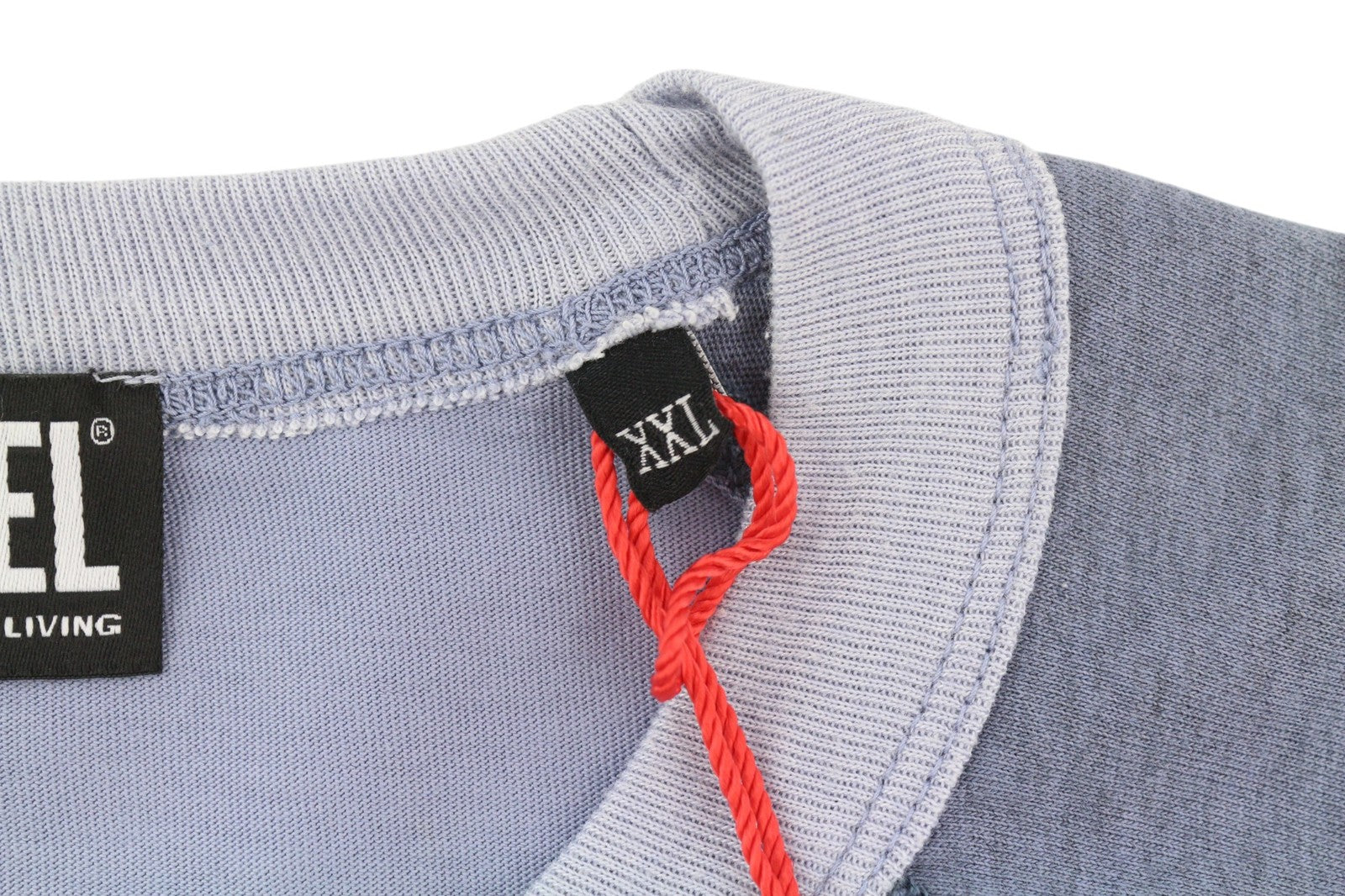 DIESEL T-Juslan-LS Men T-Shirt 2XL Blue Crew Neck Long Sleeve Stretch