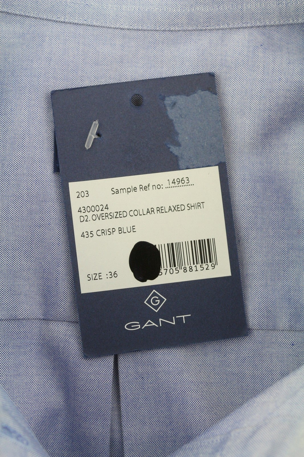 GANT Oversized Collar Relaxed Women Shirt EU36 Blue Long Sleeve Button-Up