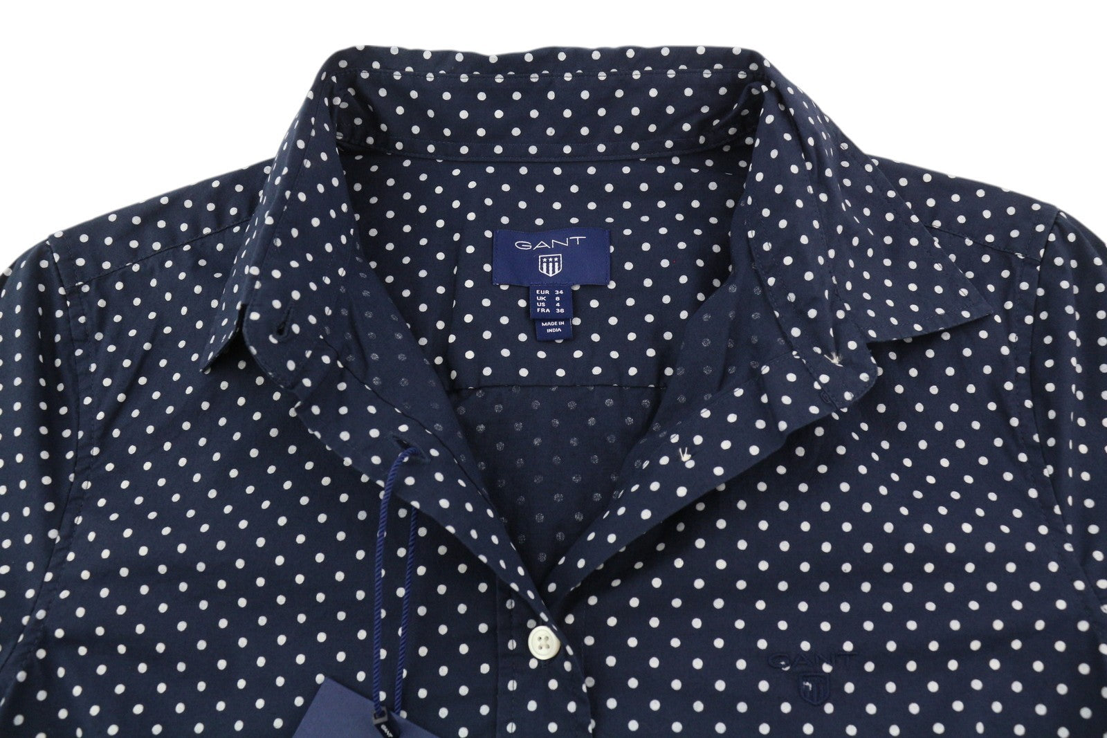 GANT Stretch Broadcloth Dot Women Shirt EU34 Dark Blue Polka Dot Casual