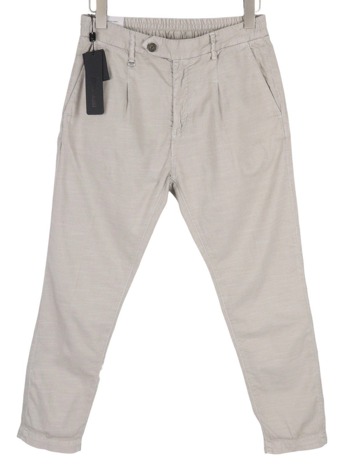 ANTONY MORATO Paul Men Trousers W30 Grey Linen Blend Pleated Zip Fly