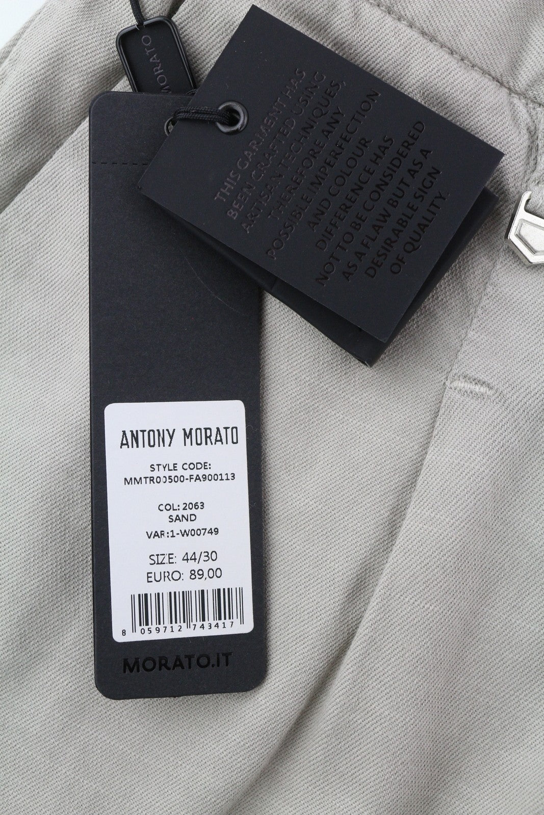 ANTONY MORATO Paul Men Trousers W30 Grey Linen Blend Pleated Zip Fly