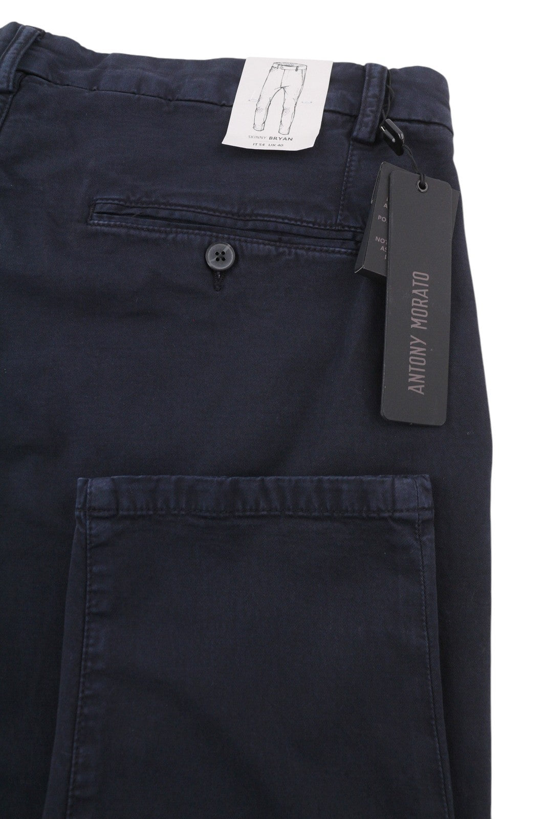 ANTONY MORATO Bryan Men Trousers W40 Dark Blue Skinny Stretch Zip Fly