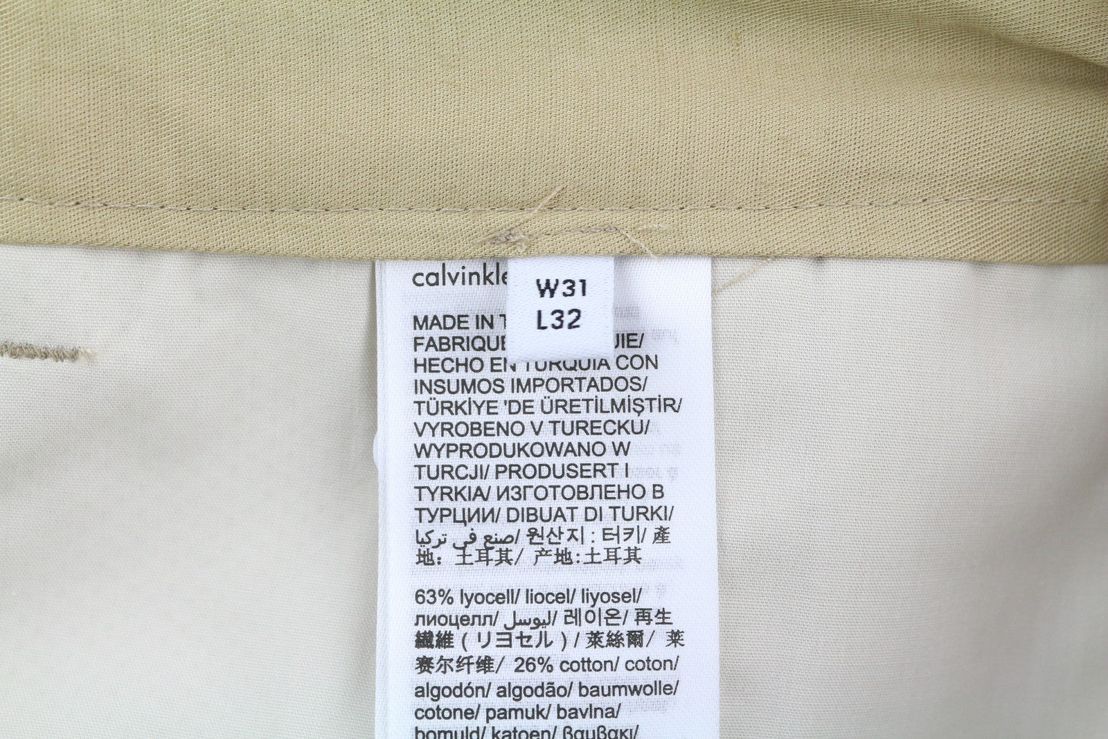 CALVIN KLEIN Dyed Tencel Tapered Men Trousers W31/L32 Brown Linen Blend