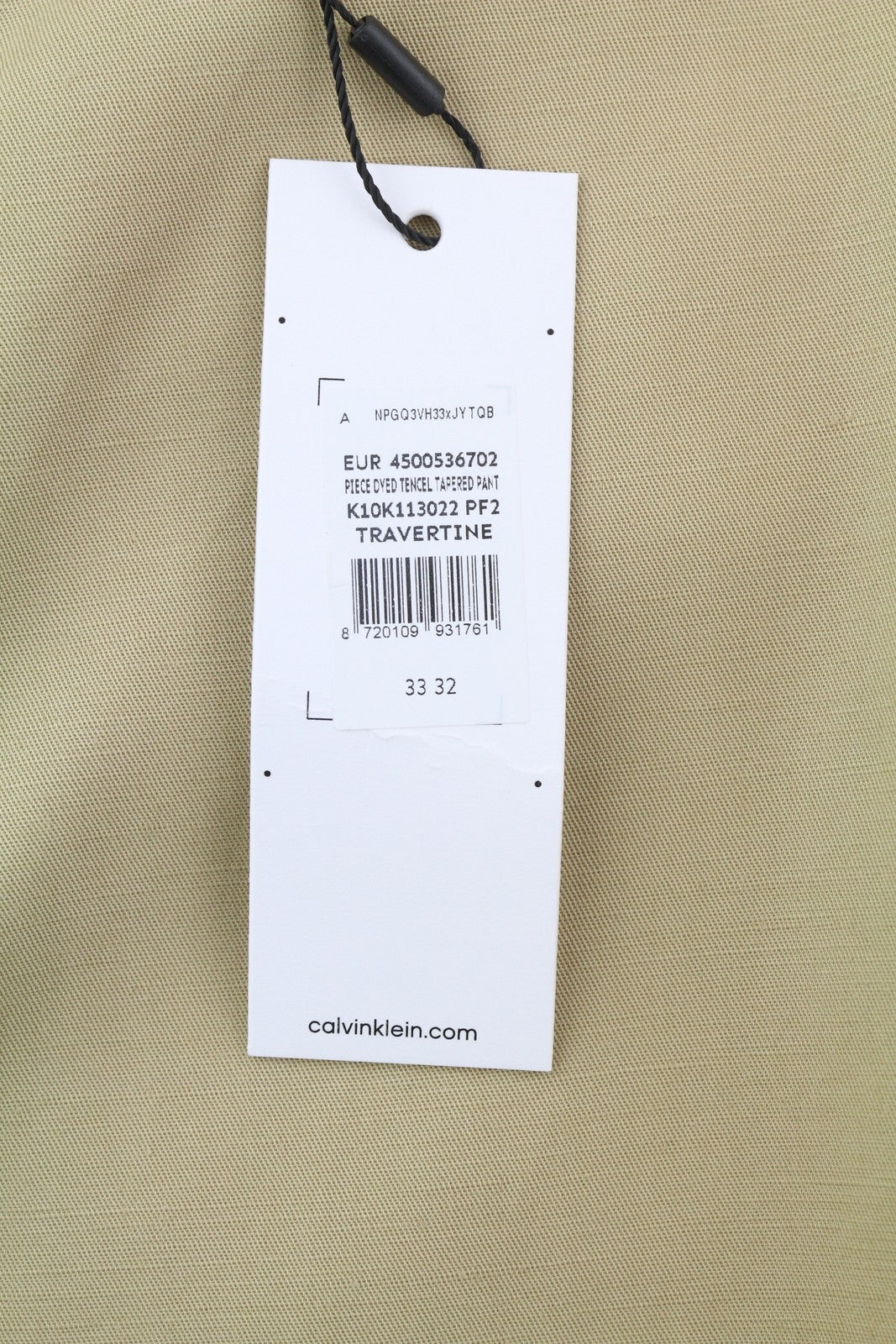 CALVIN KLEIN Dyed Tencel Tapered Men Trousers W33/L32 Brown Linen Blend