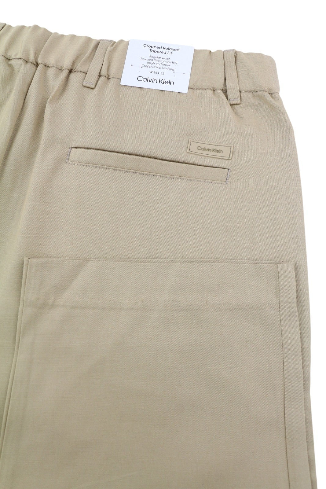 CALVIN KLEIN Dyed Tencel Tapered Men Trousers W36/L32 Brown Linen Blend