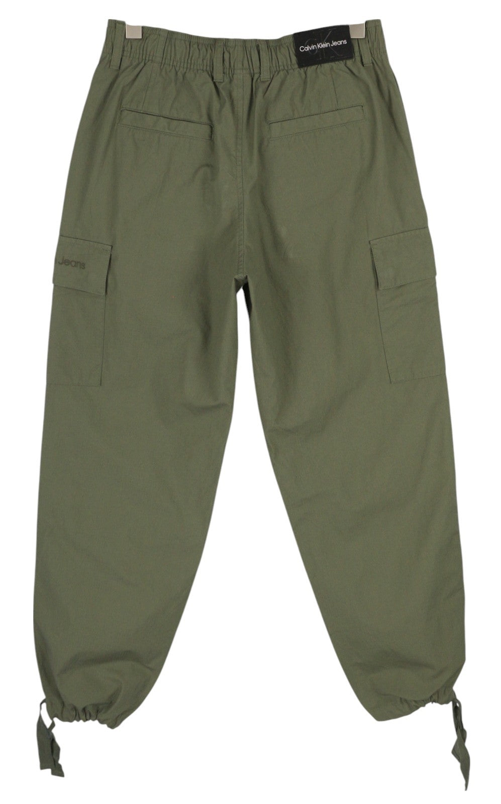 CALVIN KLEIN Essential Regular Men Trousers XS Green Cargo Elastic Waist