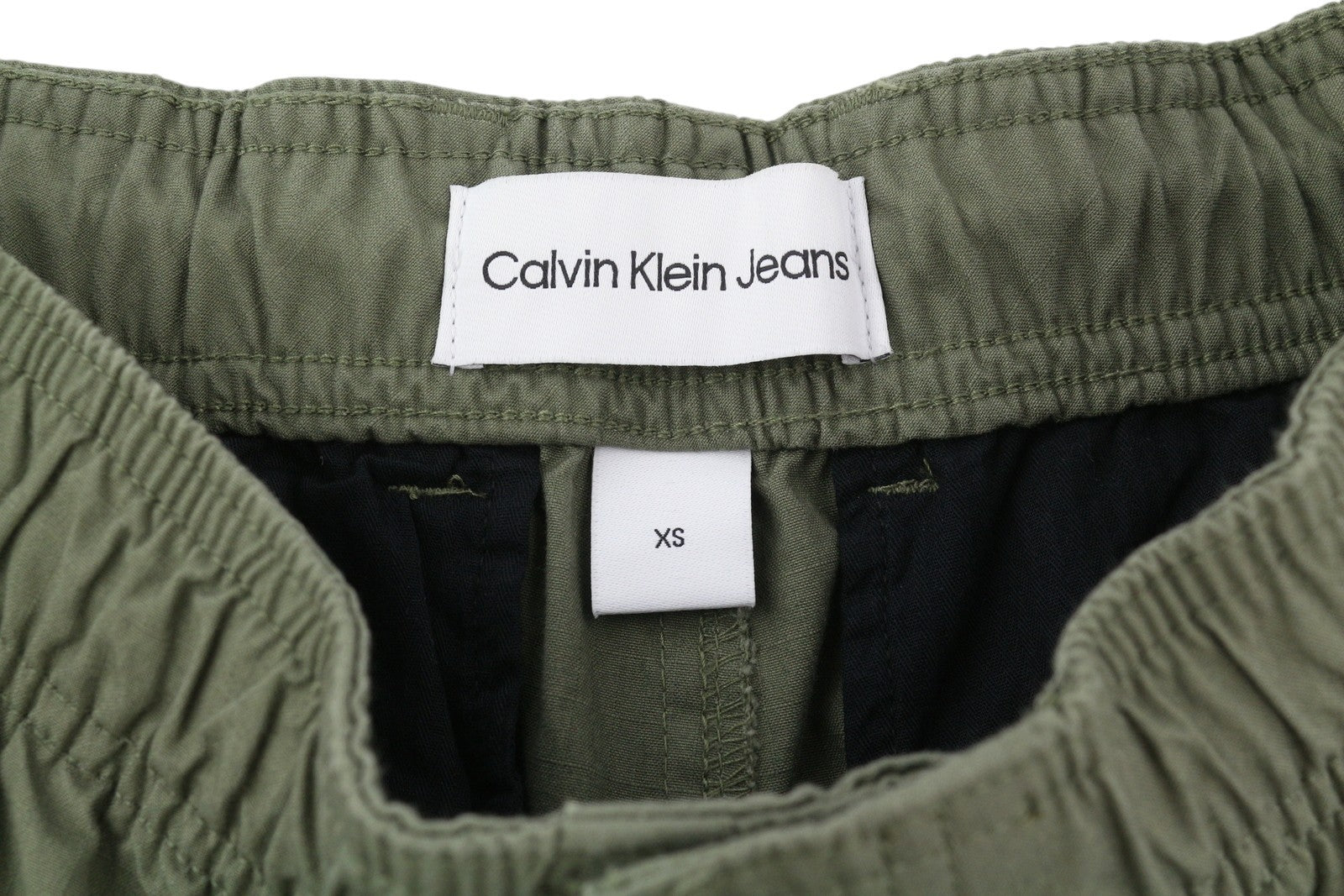 CALVIN KLEIN Essential Regular Men Trousers XS Green Cargo Elastic Waist