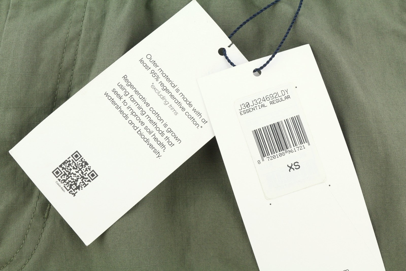 CALVIN KLEIN Essential Regular Men Trousers XS Green Cargo Elastic Waist