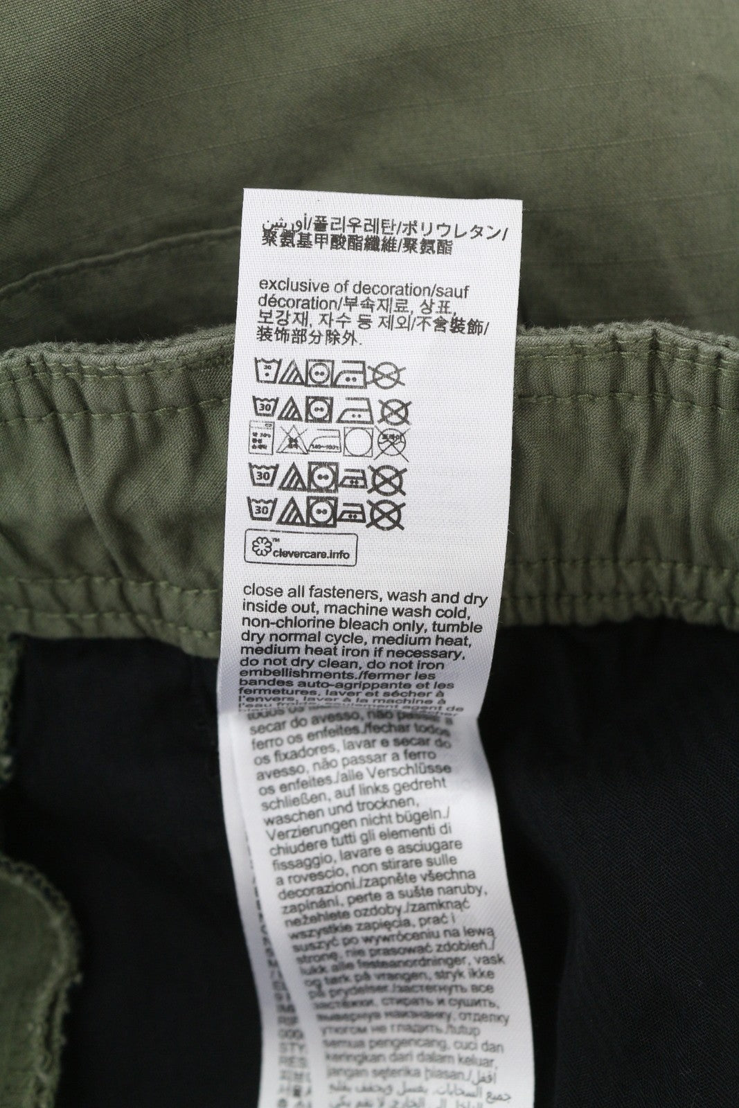 CALVIN KLEIN Essential Regular Men Trousers XS Green Cargo Elastic Waist