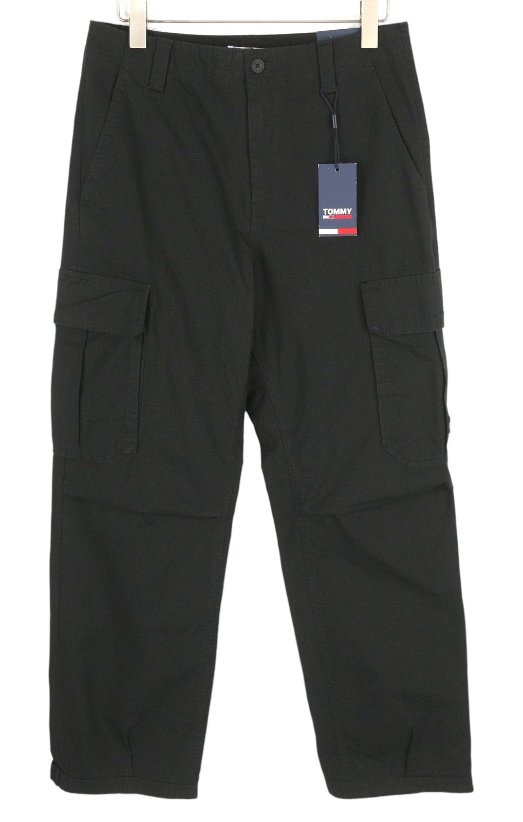 TOMMY HILFIGER Aiden Baggy Cargo Men Trousers W33/L34 Black Zip Fly