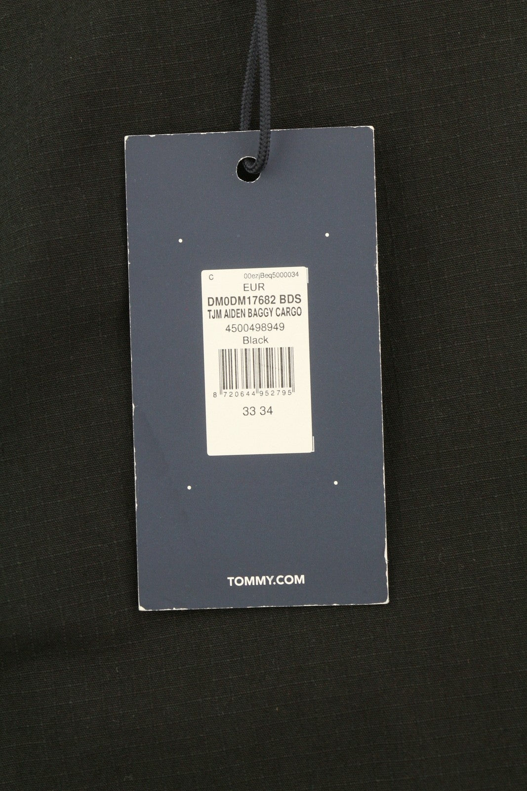 TOMMY HILFIGER Aiden Baggy Cargo Men Trousers W33/L34 Black Zip Fly