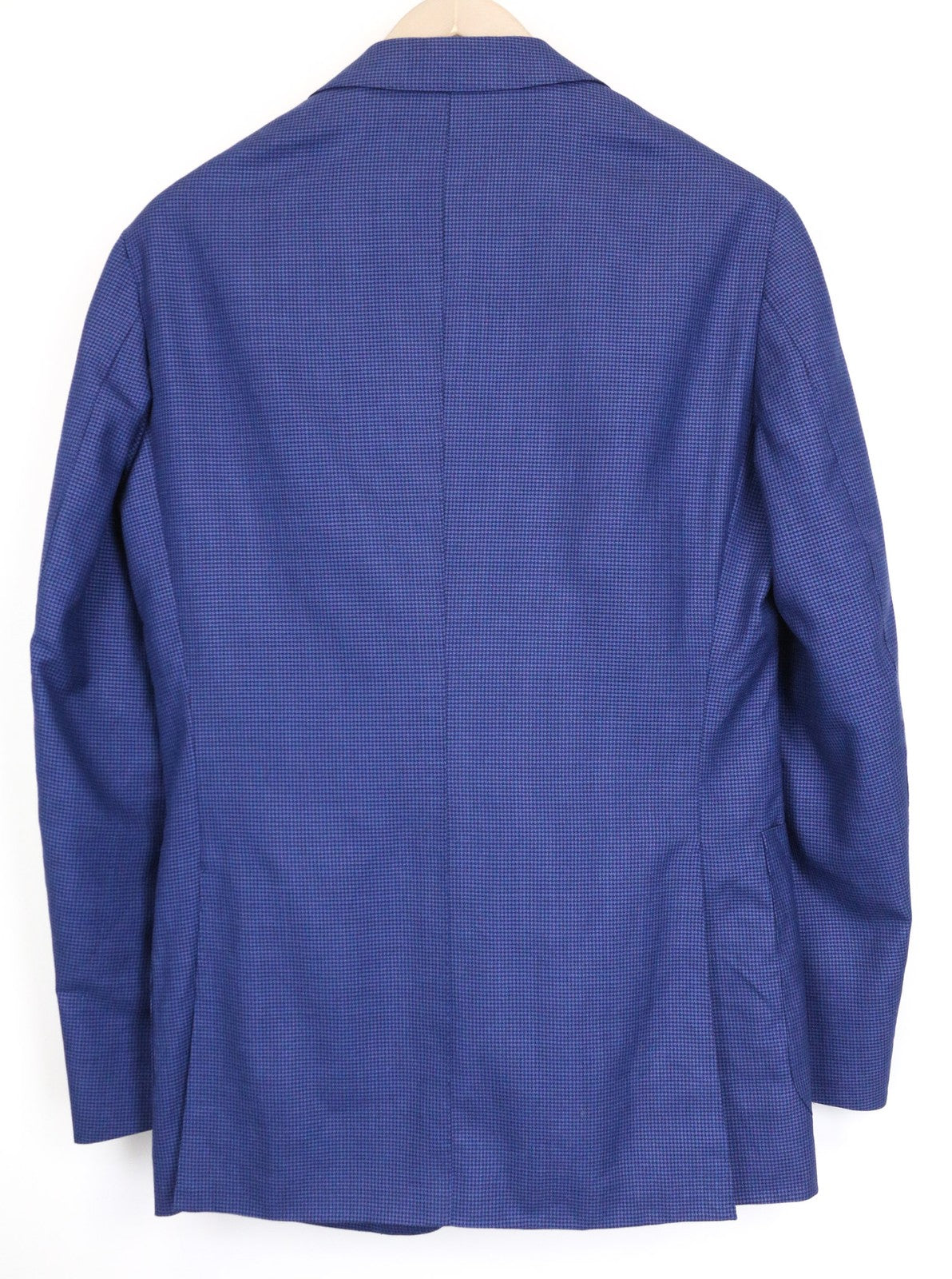 SUITSUPPLY vyriškas švarkas „Havana“ (UK36R), mėlynas, plonas, vilnonis, šilkinis, dviejų dalių kostiumas su „Houndstooth“ raštu. 