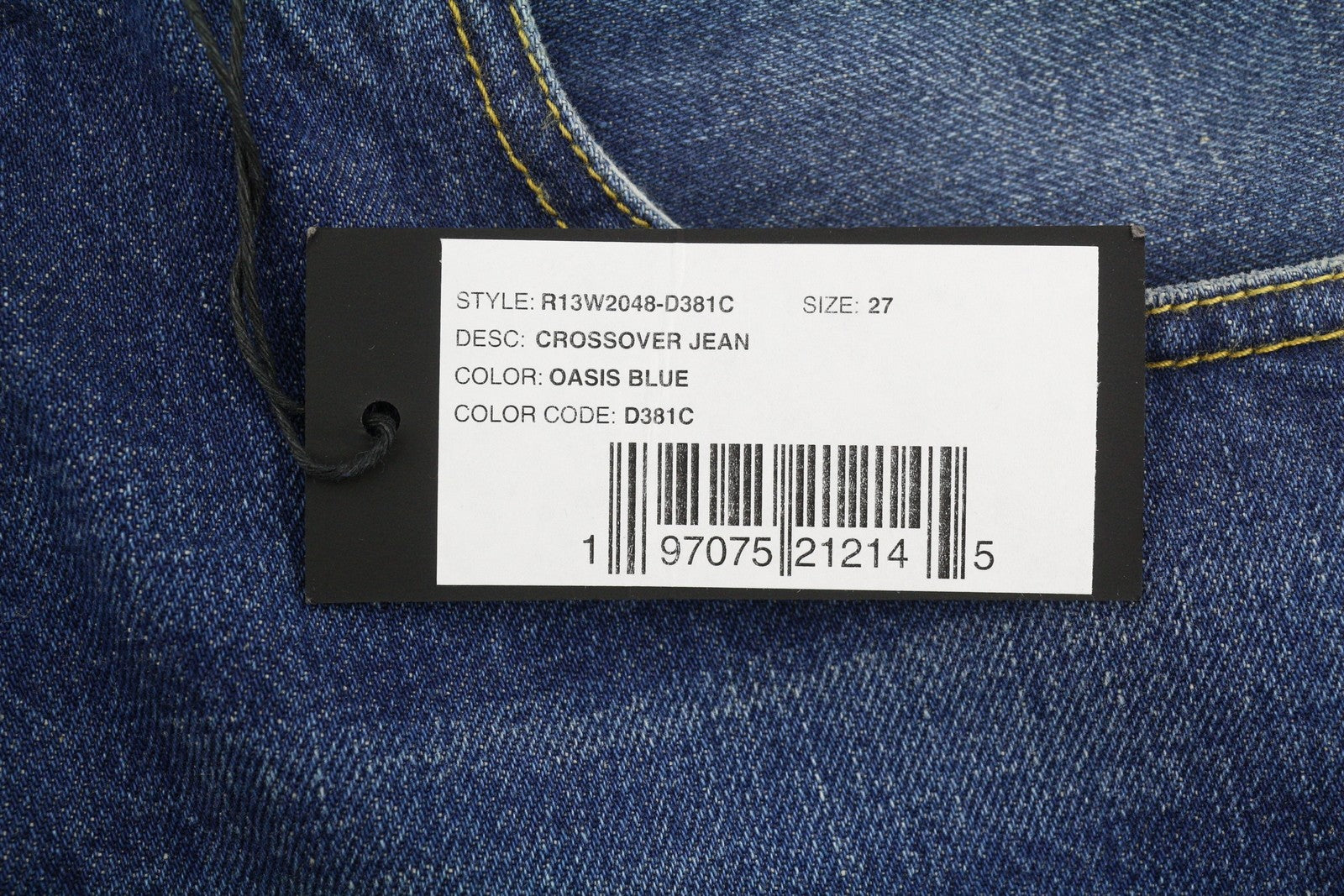 R13 Cross Over Women Jeans 27 Oasis Blue Faded Distress Asymmetrical PS26 RRP946