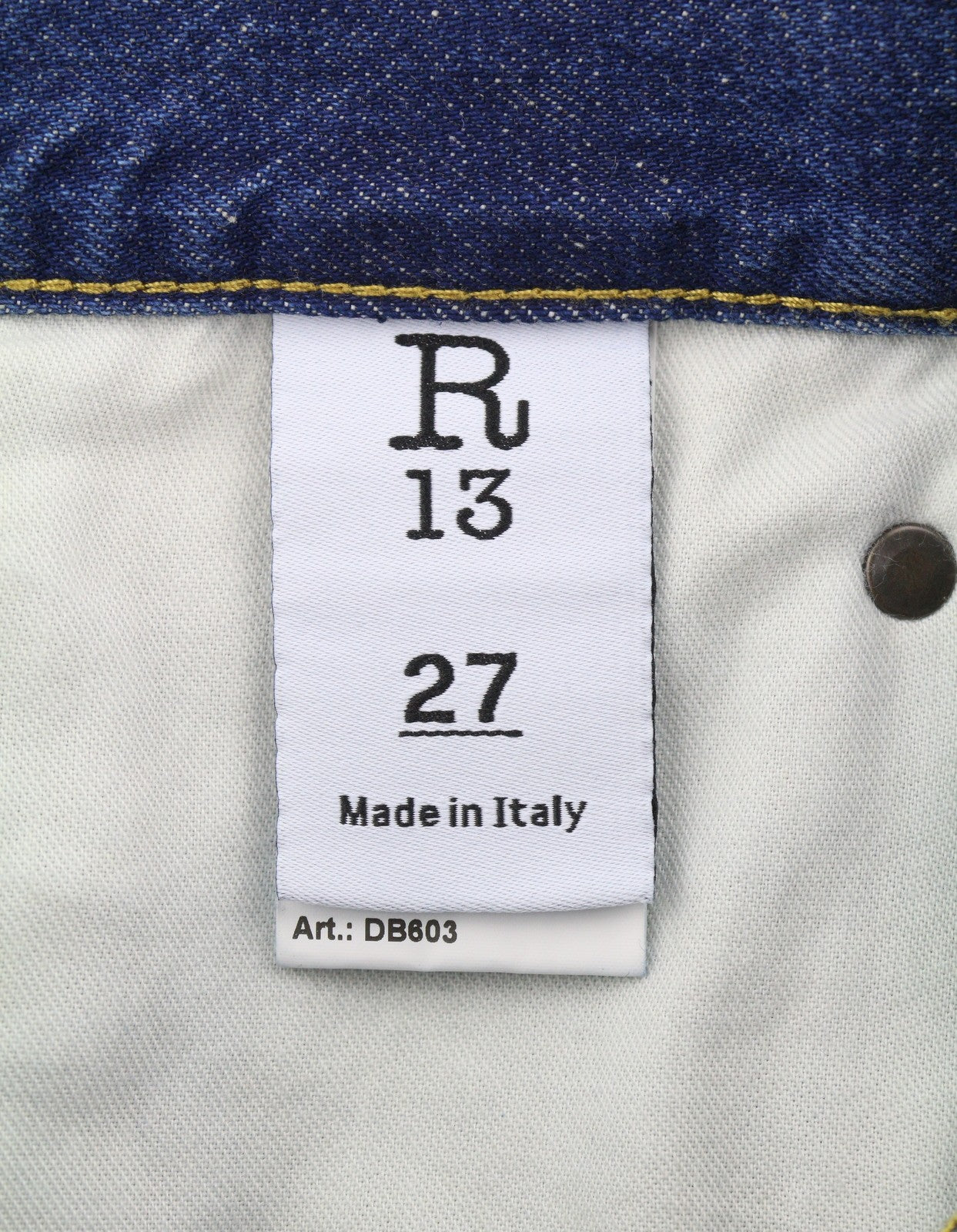 R13 Cross Over Women Jeans 27 Oasis Blue Faded Distress Asymmetrical PS26 RRP946