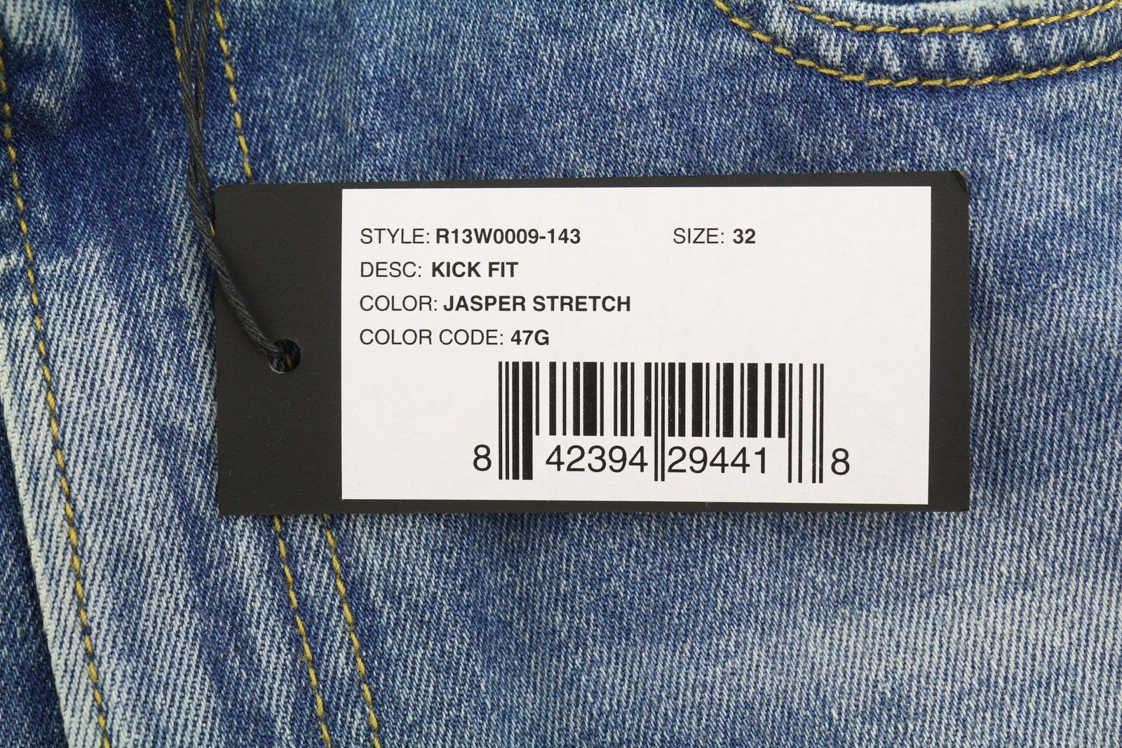 R13 Kick Fit Women Jeans 32 Jasper Stretch Cropped Whiskers Faded Flare PS26