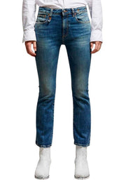 R13 Kick Fit Women Jeans 31 Kelly Stretch Cropped Faded Distress PS26 RRP699