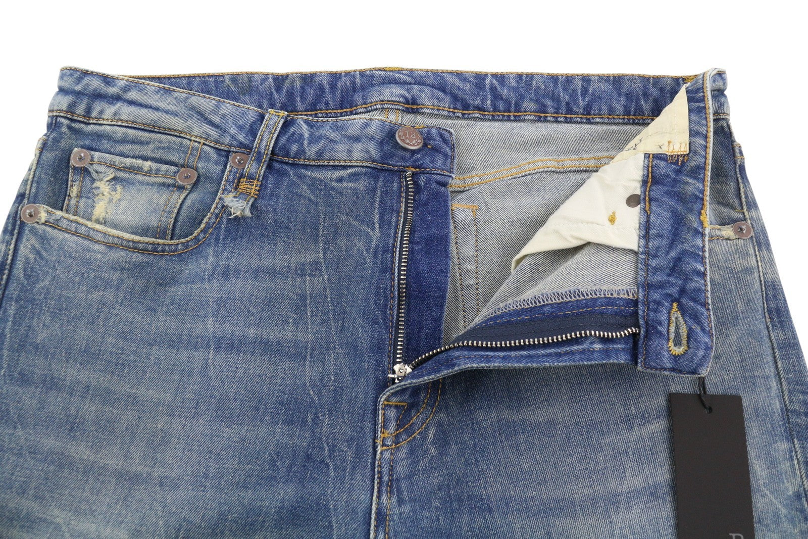 R13 Kick Fit Women Jeans 31 Kelly Stretch Cropped Faded Distress PS26 RRP699