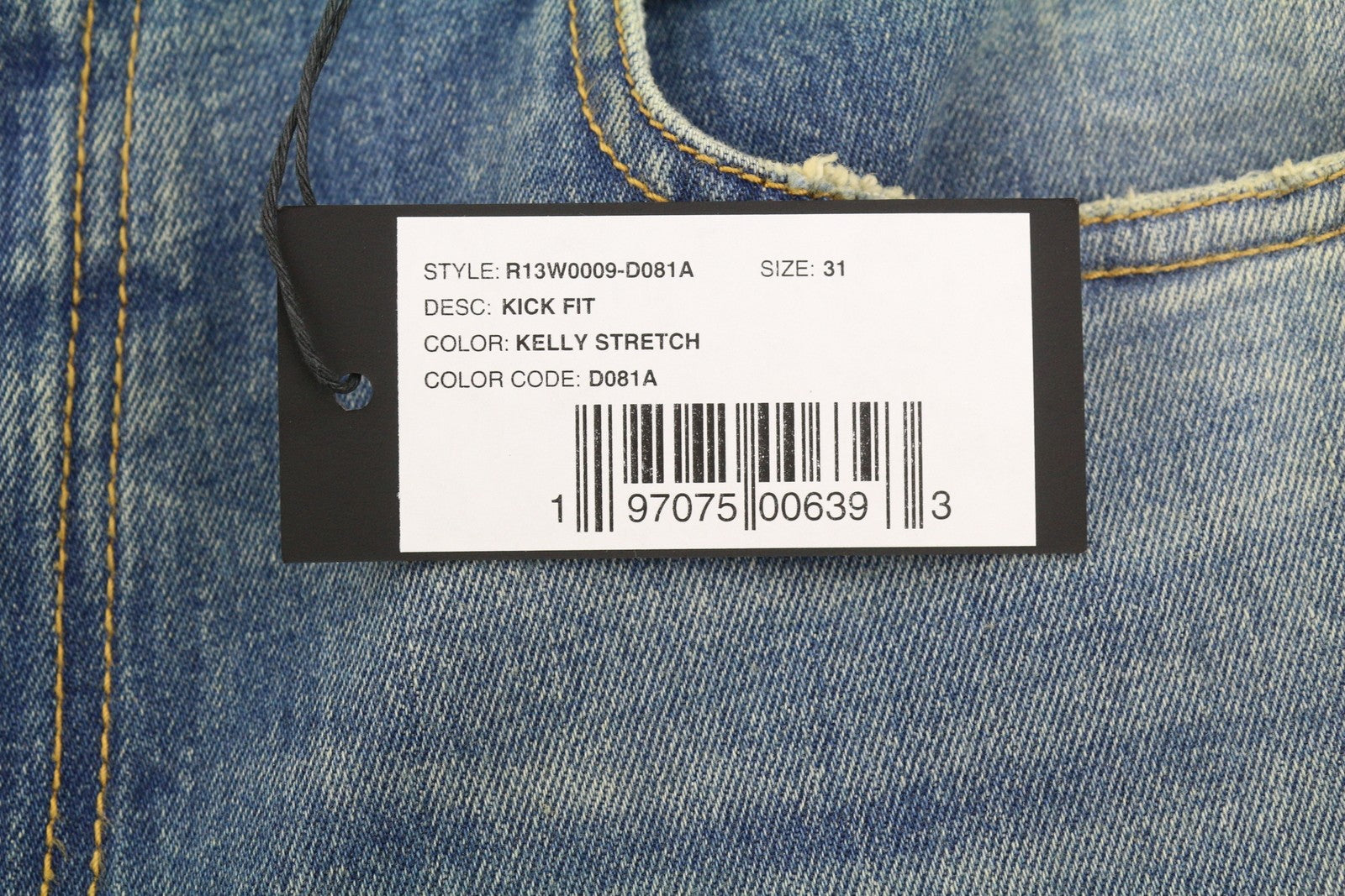 R13 Kick Fit Women Jeans 31 Kelly Stretch Cropped Faded Distress PS26 RRP699