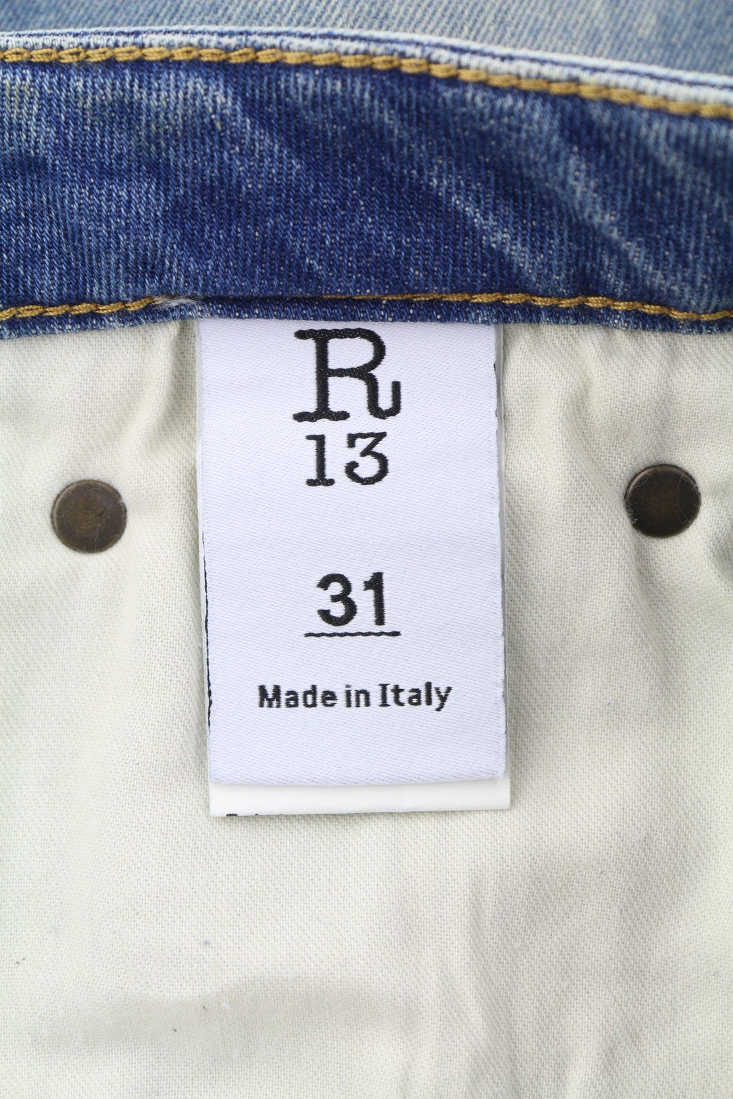 R13 Kick Fit Women Jeans 31 Kelly Stretch Cropped Faded Distress PS26 RRP699