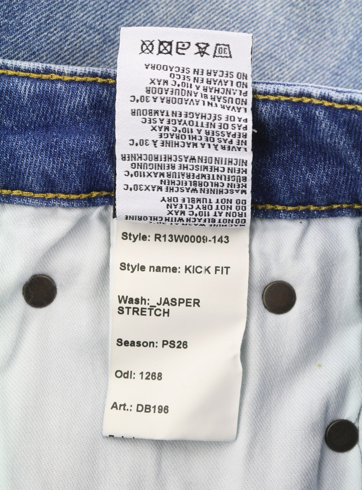 R13 Kick Fit Women Jeans 27 Jasper Stretch Cropped Whiskers Faded Blue PS26