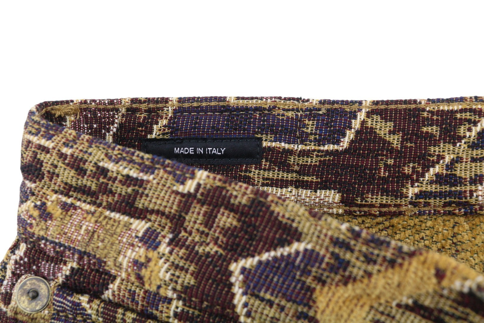 R13 X-BF Women Trousers 29 Geo Brown Jacquard Embroidered Cropped Low Rise PS26