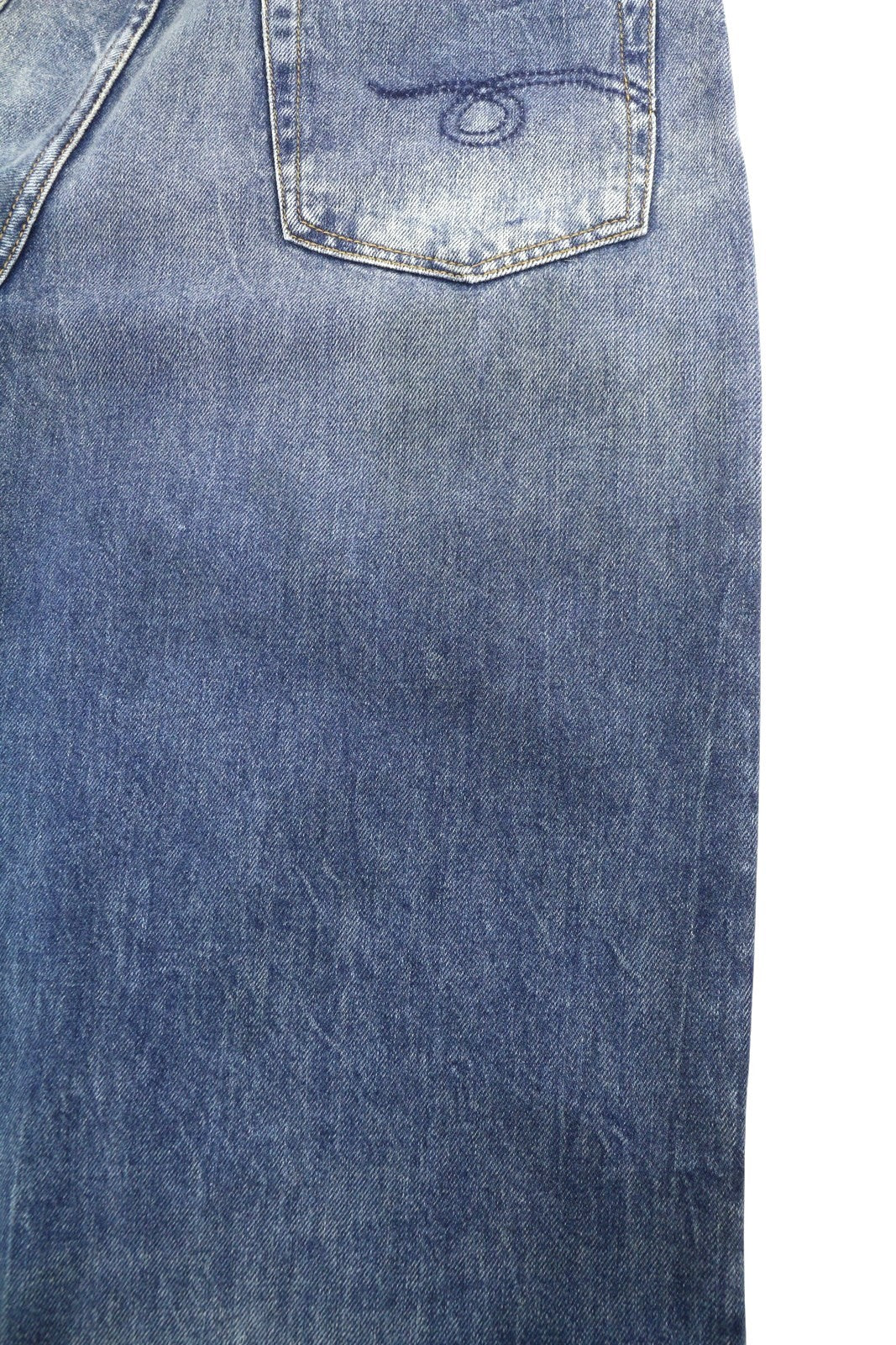 R13 Damon Pleated Women Jeans 30 Kellen Straight Whiskers Faded Blue Denim PS26