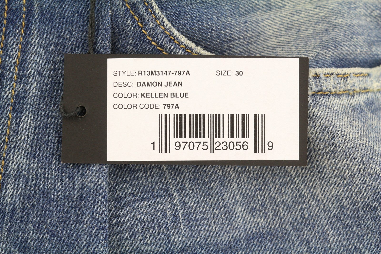 R13 Damon Pleated Women Jeans 30 Kellen Straight Whiskers Faded Blue Denim PS26