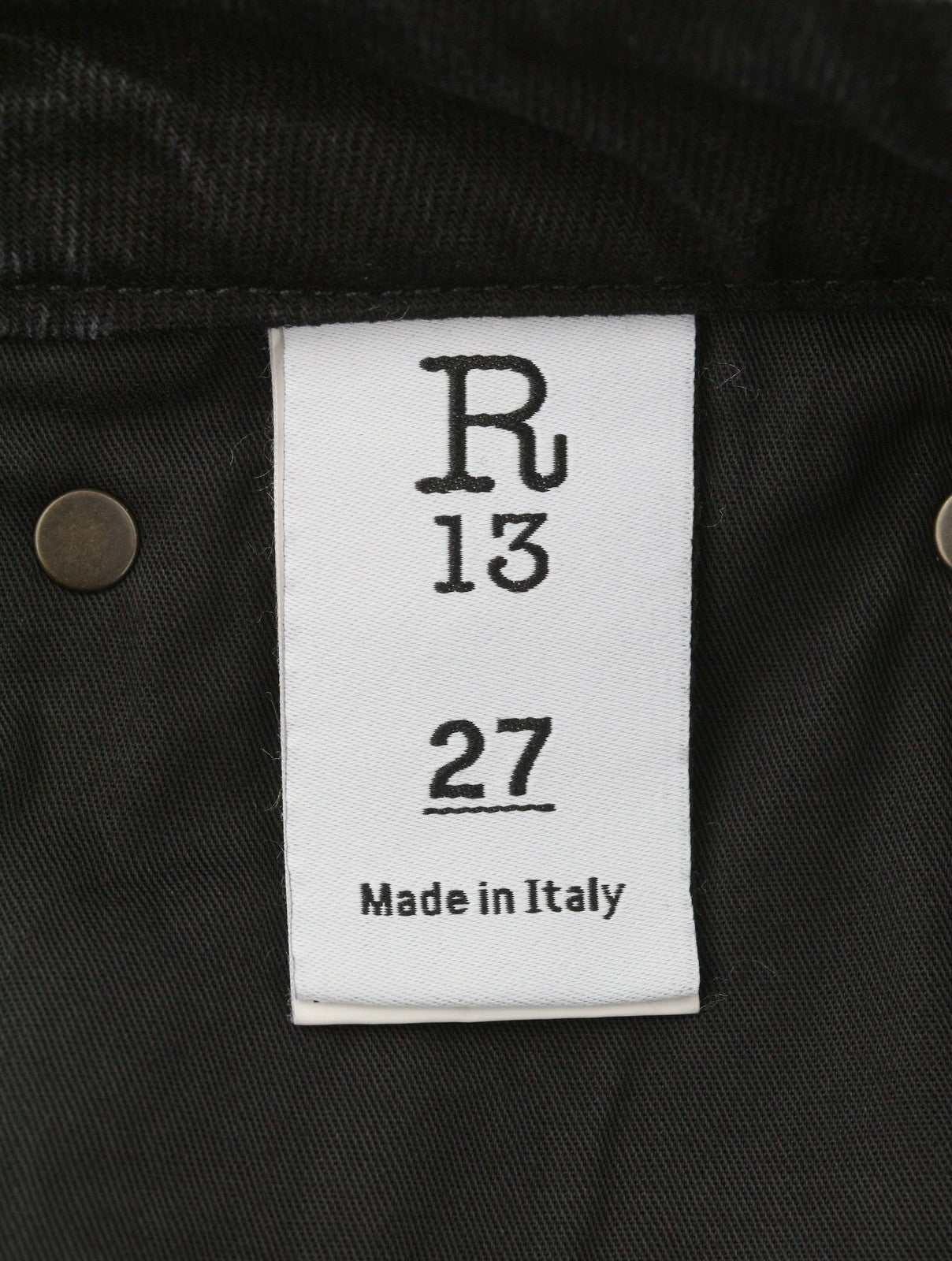 R13 Nico Wrap Women Jeans 27 Essex Black Washed Asymmetrical Front PS26 RRP790