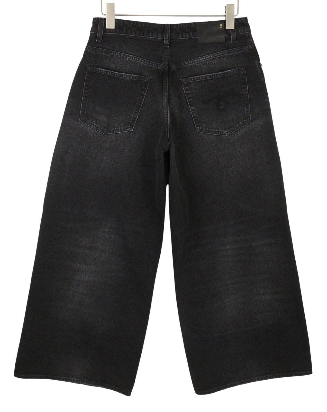 R13 Nico Wrap Women Jeans 27 Essex Black Washed Asymmetrical Front PS26 RRP790