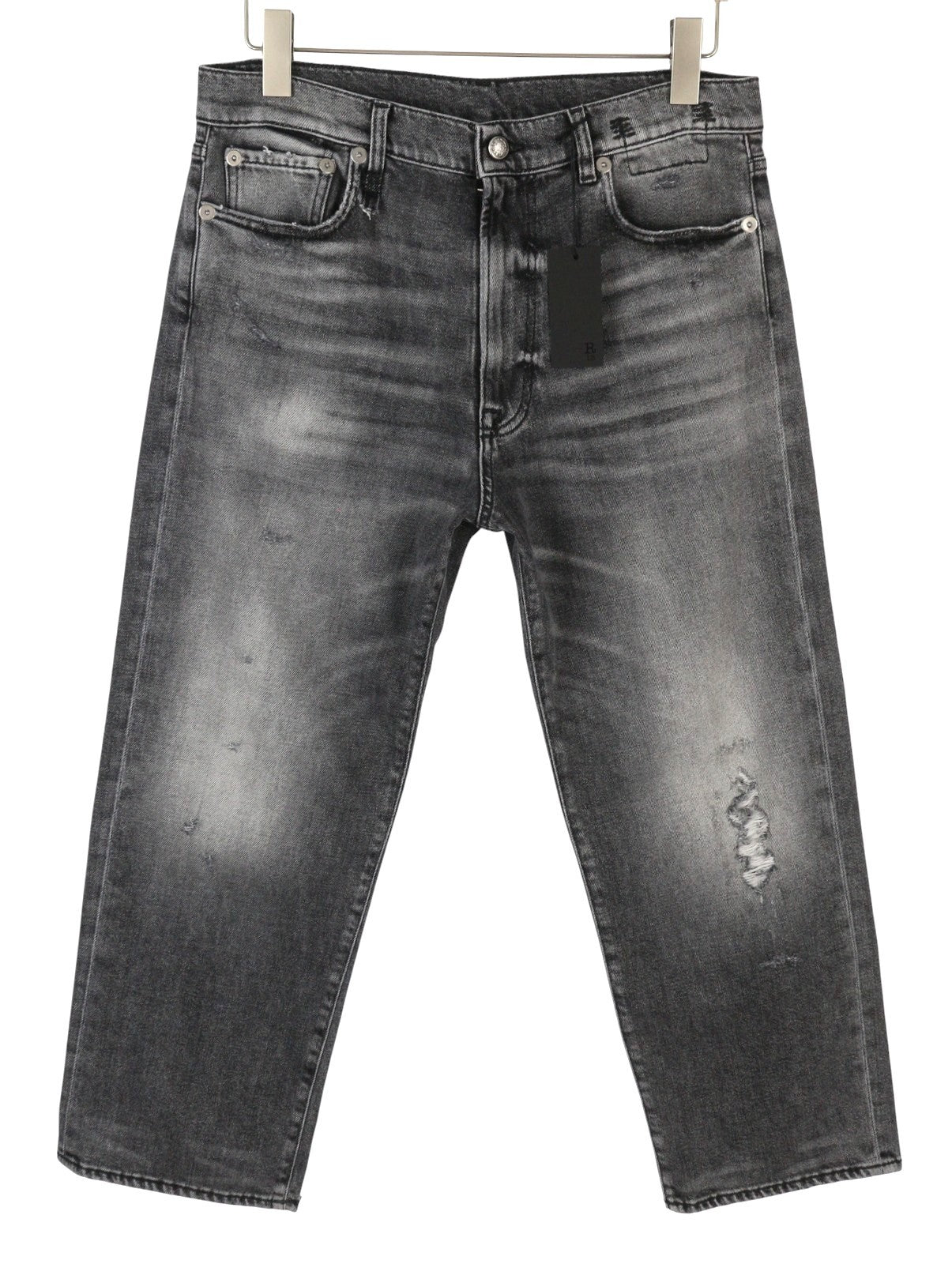 R13 Boyfriend Women Jeans 30 Vintage Grey Faded Distress Cropped PS26 RRP595