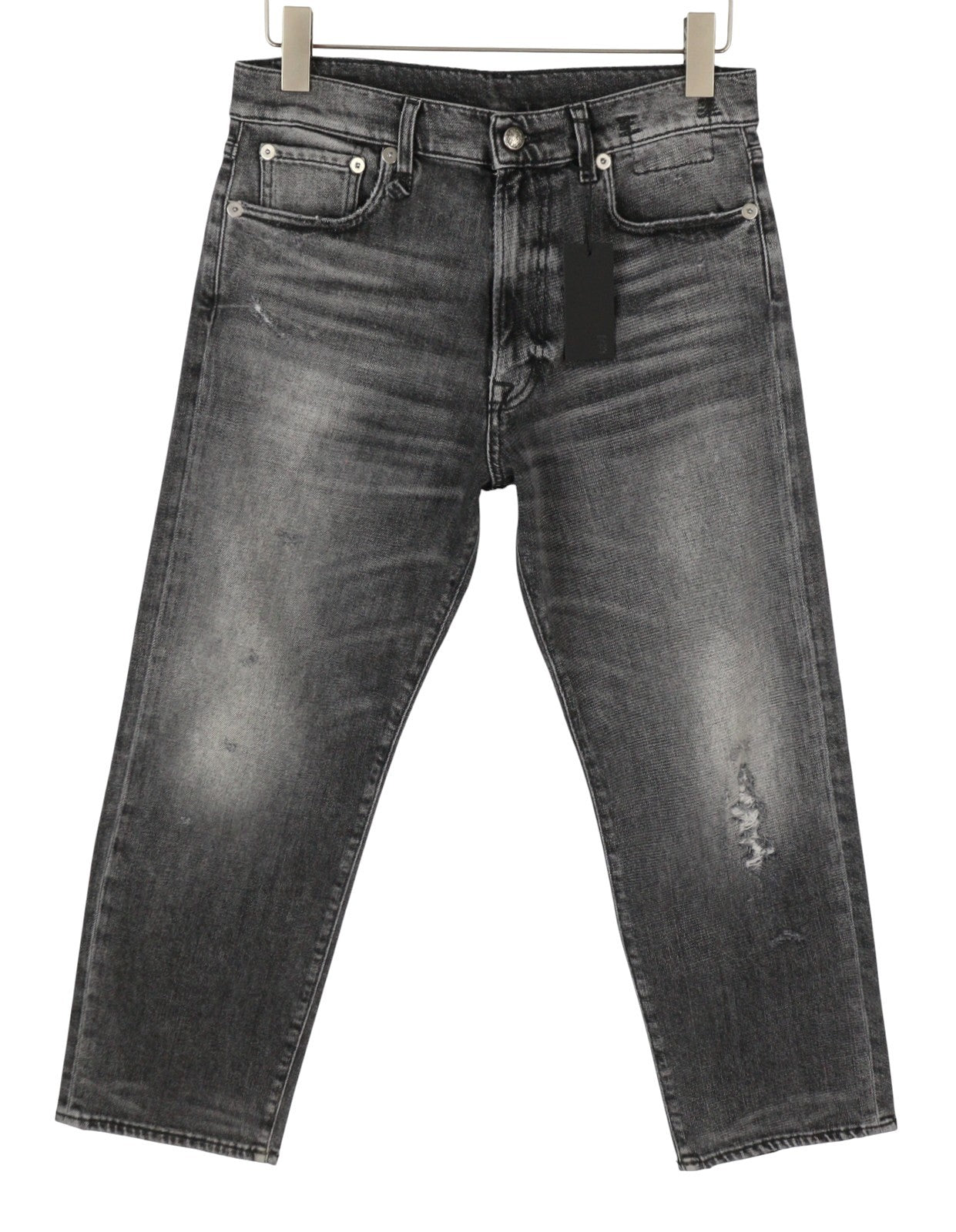 R13 Boyfriend Women Jeans 27 Vintage Grey Faded Distress Cropped PS26 RRP595