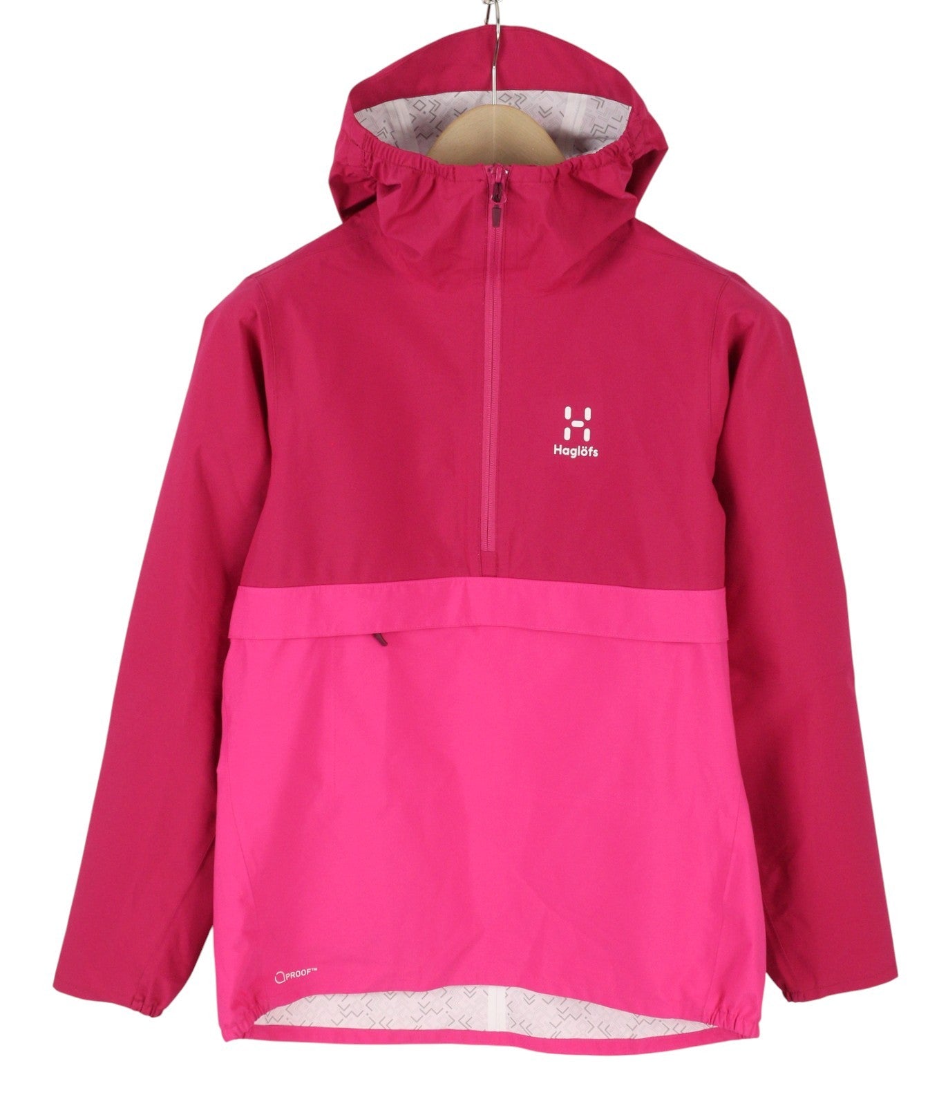 HAGLOFS Women Jacket XS Pink Proof Half Zip Hooded Lightweight Anorak