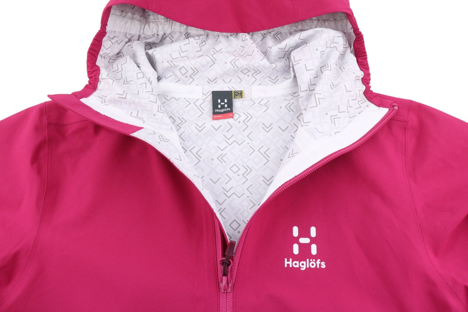 HAGLOFS Women Jacket XS Pink Proof Half Zip Hooded Lightweight Anorak