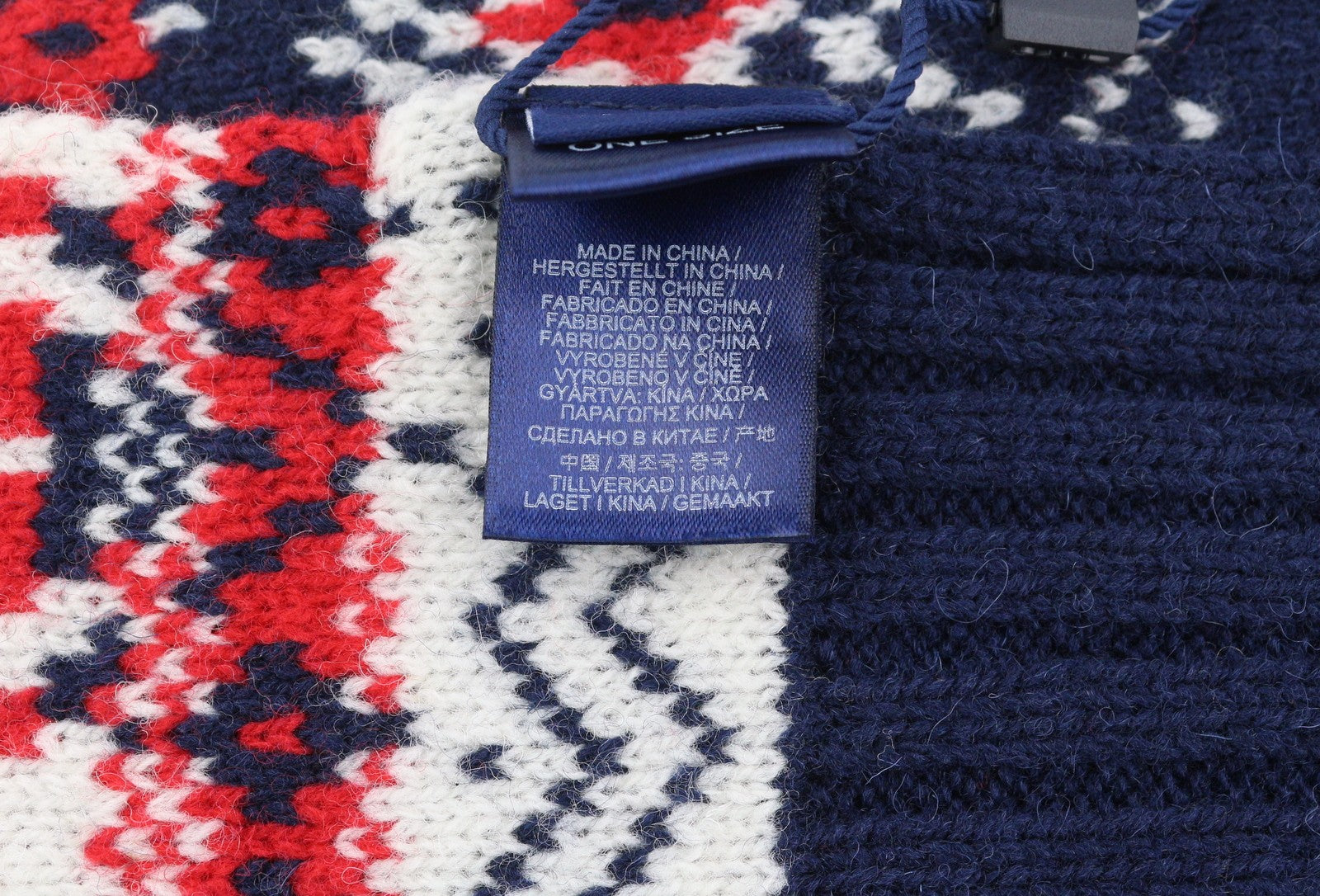 GANT Holiday Fair Isle Men Scarf OS Evening Blue Wool Knit Patterned Unisex
