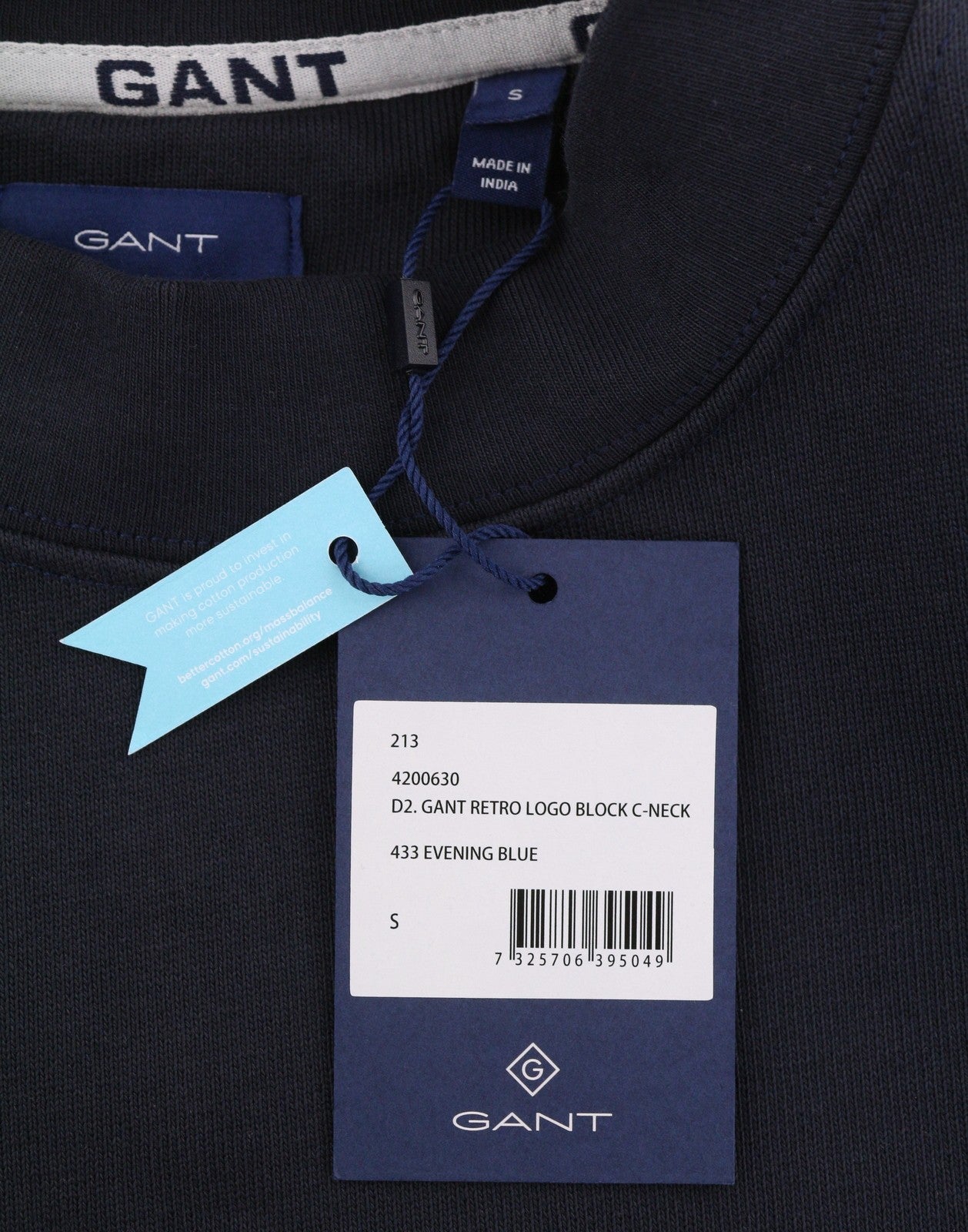 GANT Retro Logo Block C-Neck Women Sweatshirt S Evening Blue Oversized Pull On