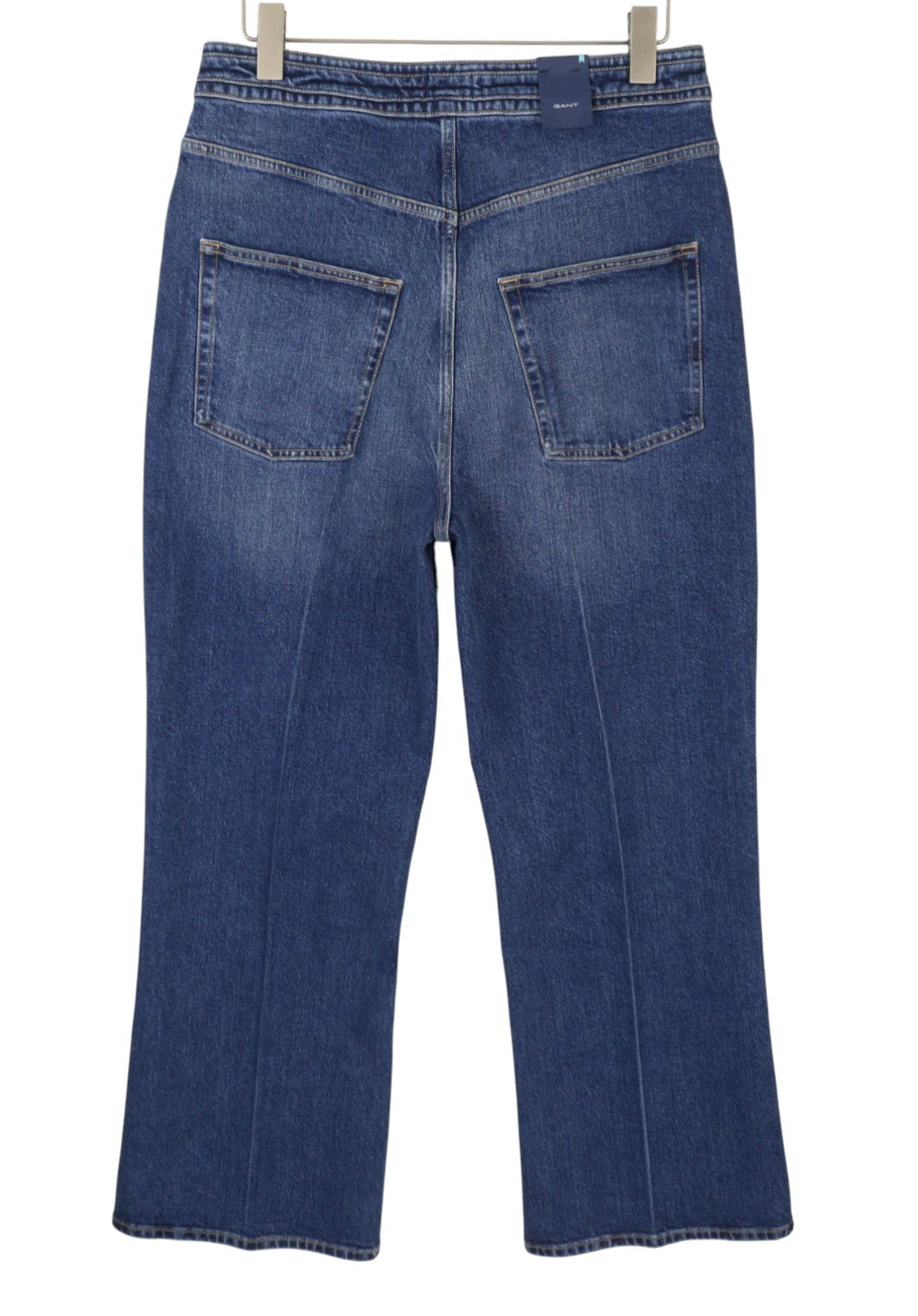 GANT Icon G Hw Flare Women Jeans W33 Mid Blue Whiskers Faded Zip Fly