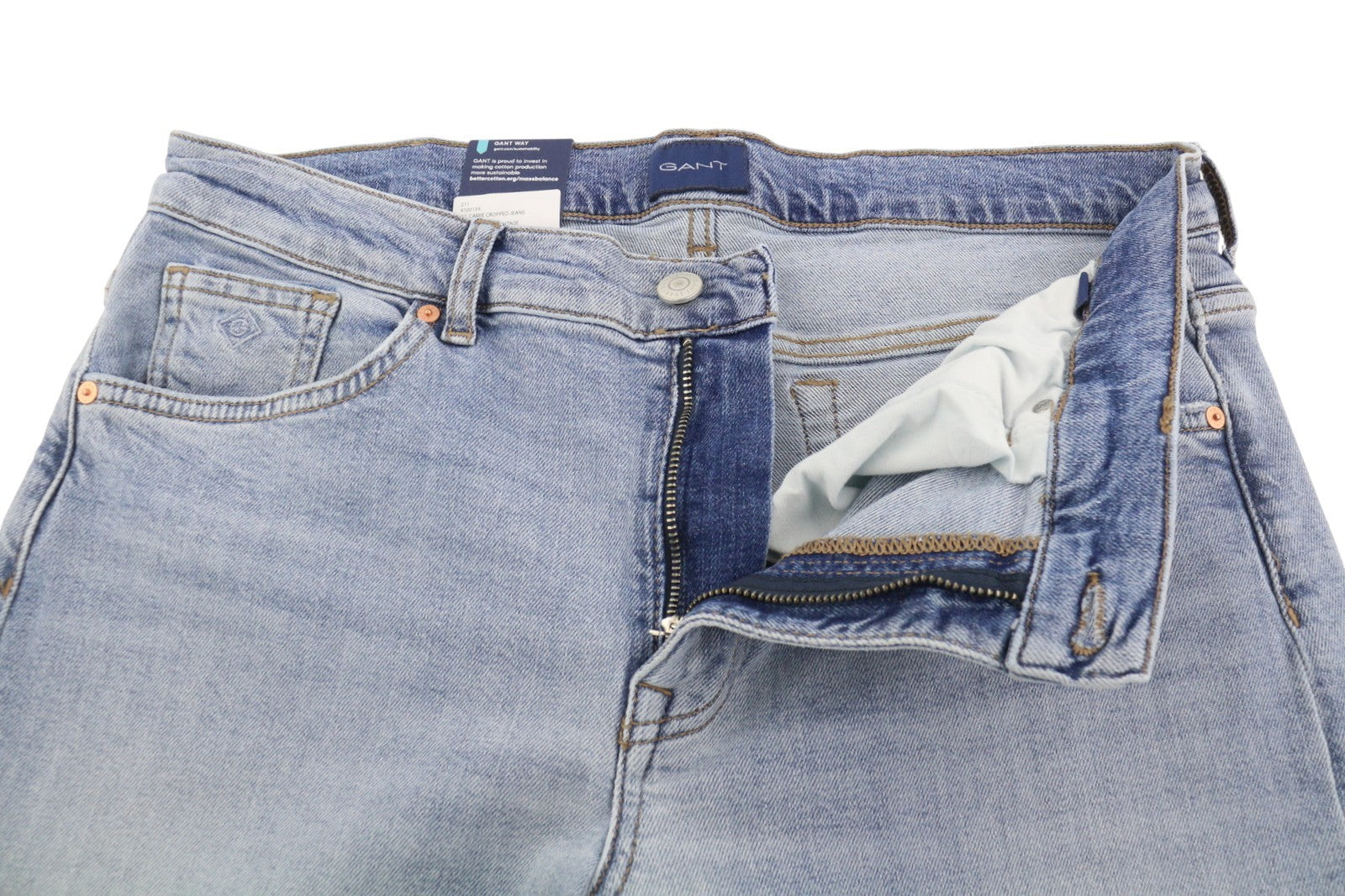 GANT Camie Cropped Women Jeans W29 Light Blue Vintage Faded Relaxed Low Rise