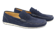HARMONT & BLAINE Men Casual Shoes EU44 Dark Blue Suede Leather Slip On Mocassino