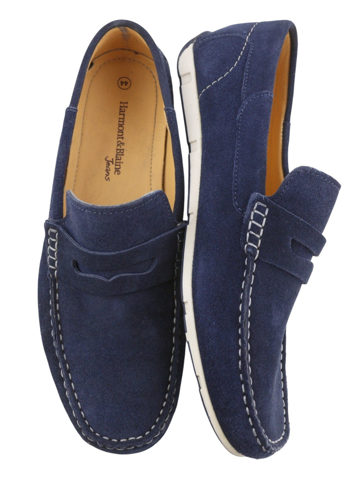 HARMONT & BLAINE Men Casual Shoes EU44 Dark Blue Suede Leather Slip On Mocassino