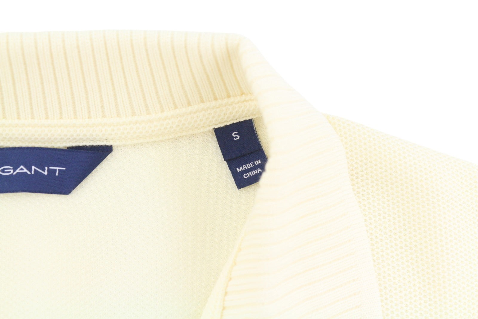 GANT Crown Embroidered Polo Pique Women T-Shirt S Cream Textured Long Sleeve