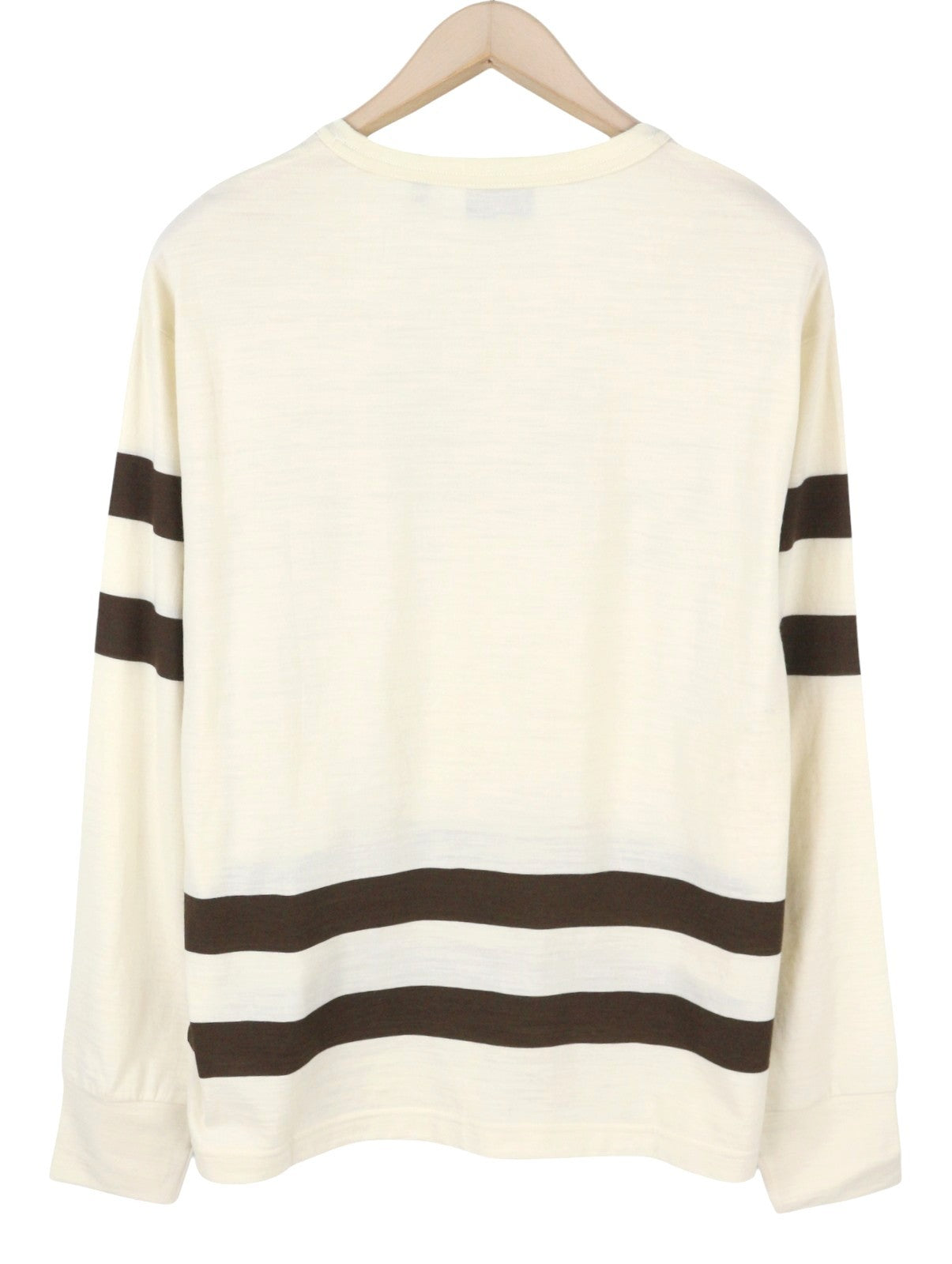 GANT Wool Jersey LS Men T-Shirt 2XL Cream Crew Neck Logo Tricot Long Sleeve