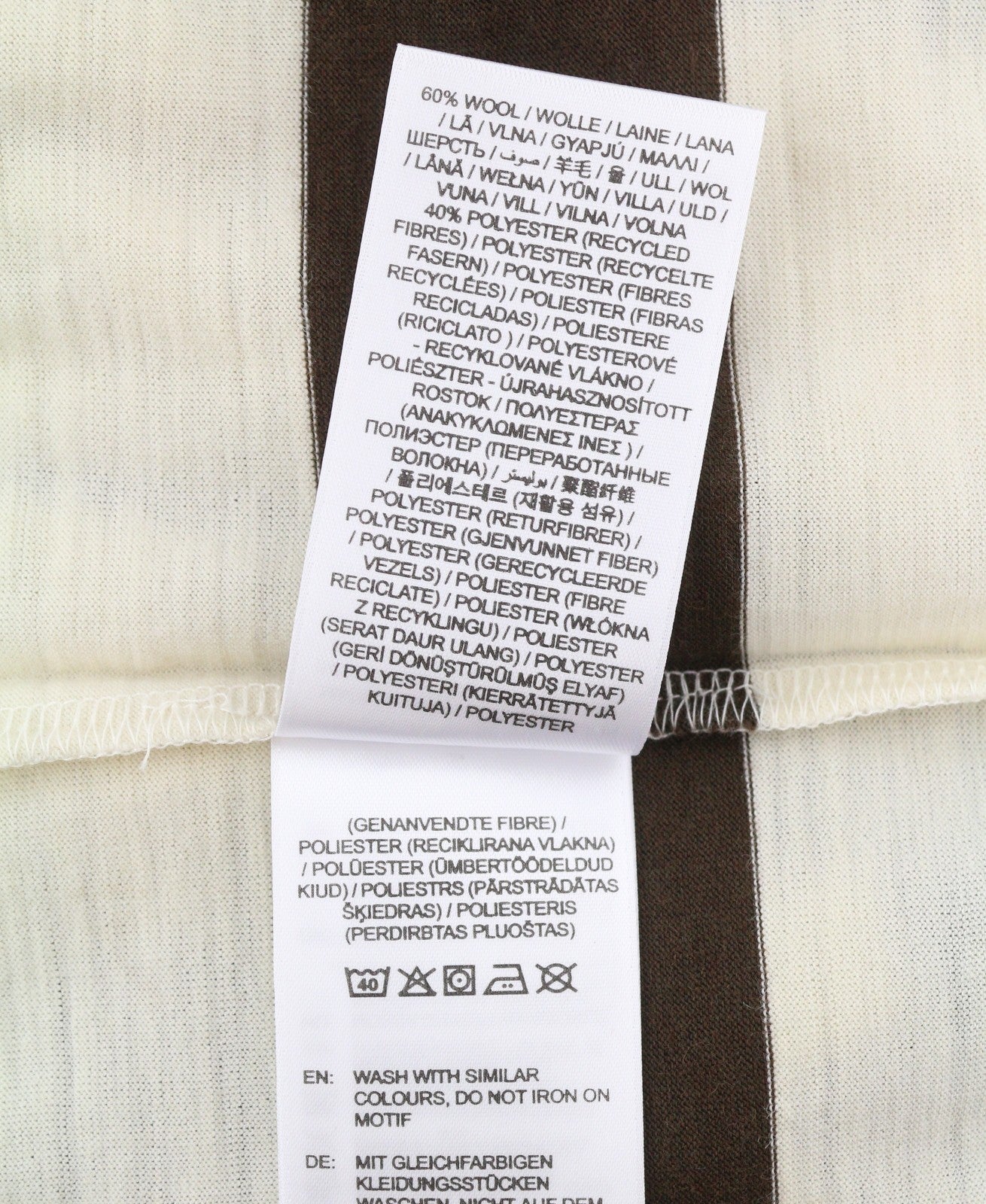 GANT Wool Jersey LS Men T-Shirt 2XL Cream Crew Neck Logo Tricot Long Sleeve