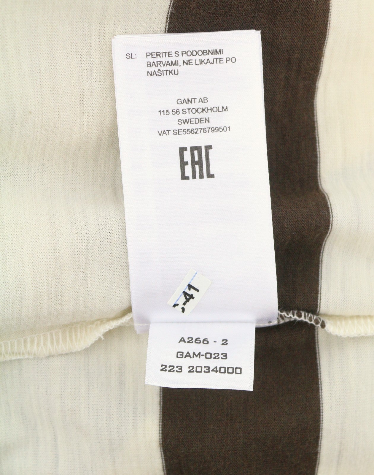 GANT Wool Jersey LS Men T-Shirt S Cream Crew Neck Front Logo Tricot Long Sleeve