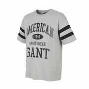 GANT Collegiate SS Men T-Shirt M Grey Melange Tricot Crew Neck Short Sleeve